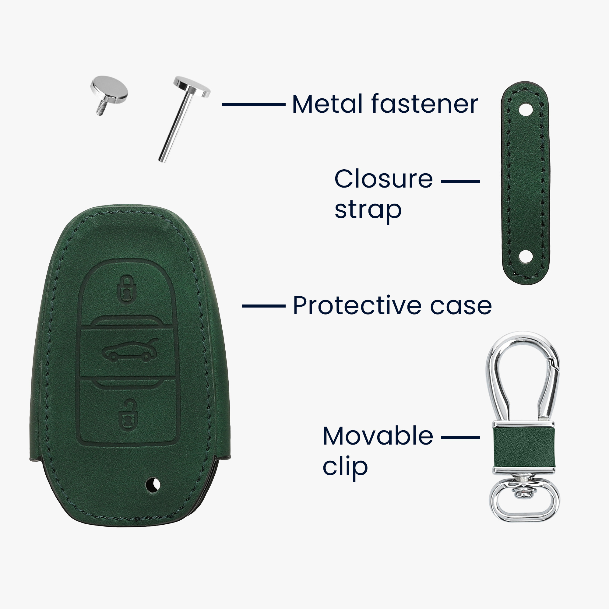 Pouzdro na klíč od auta kwmobile pro Opel 3 Button Car Key Smart Key only Keyless Go, tmavě zelená