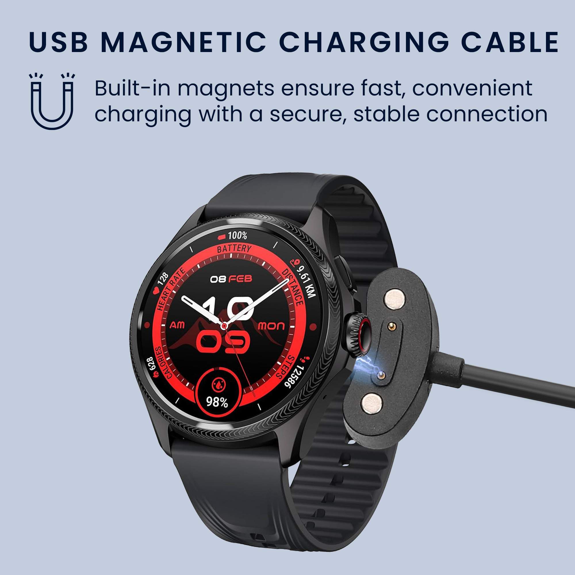 Nabíjecí kabel pro chytré hodinky Ticwatch Pro 5 Enduro / Pro 3 / E3 / Atlas kwmobile - černá