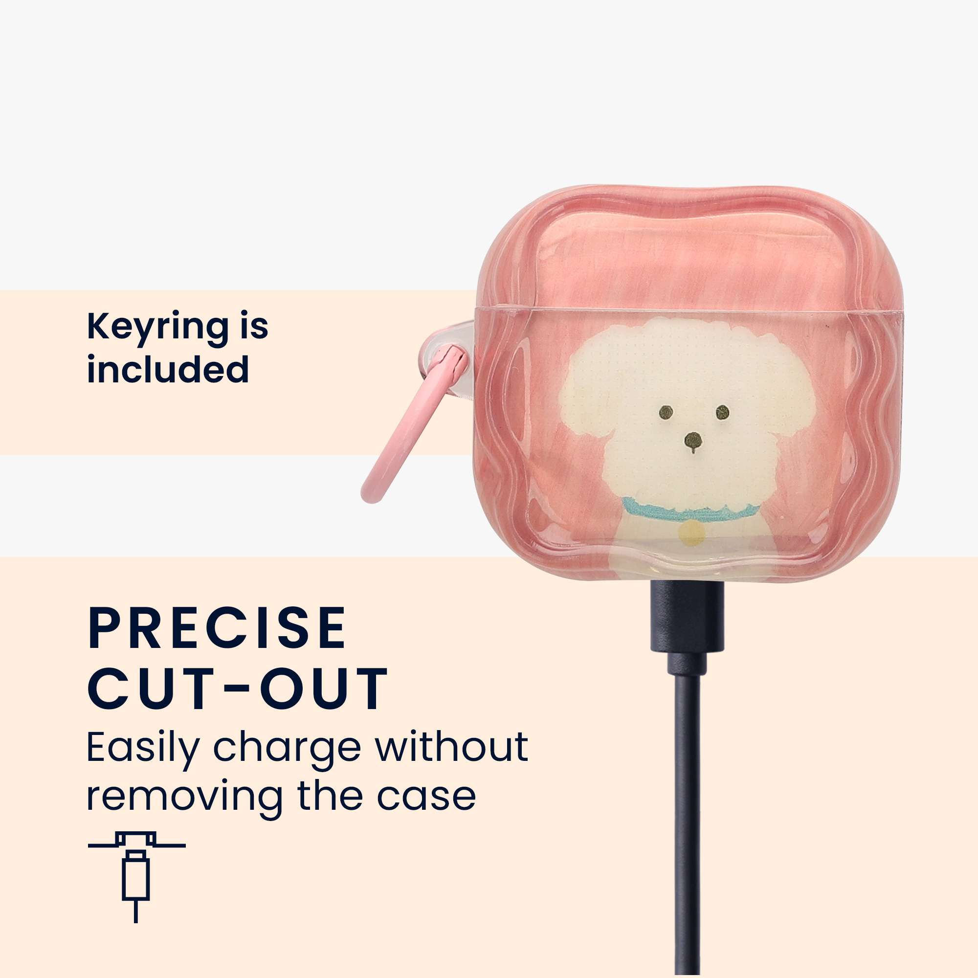 Pouzdro na sluchátka do uší pro Apple Airpods 4 kwmobile - měkký a odolný motiv bílý teriér