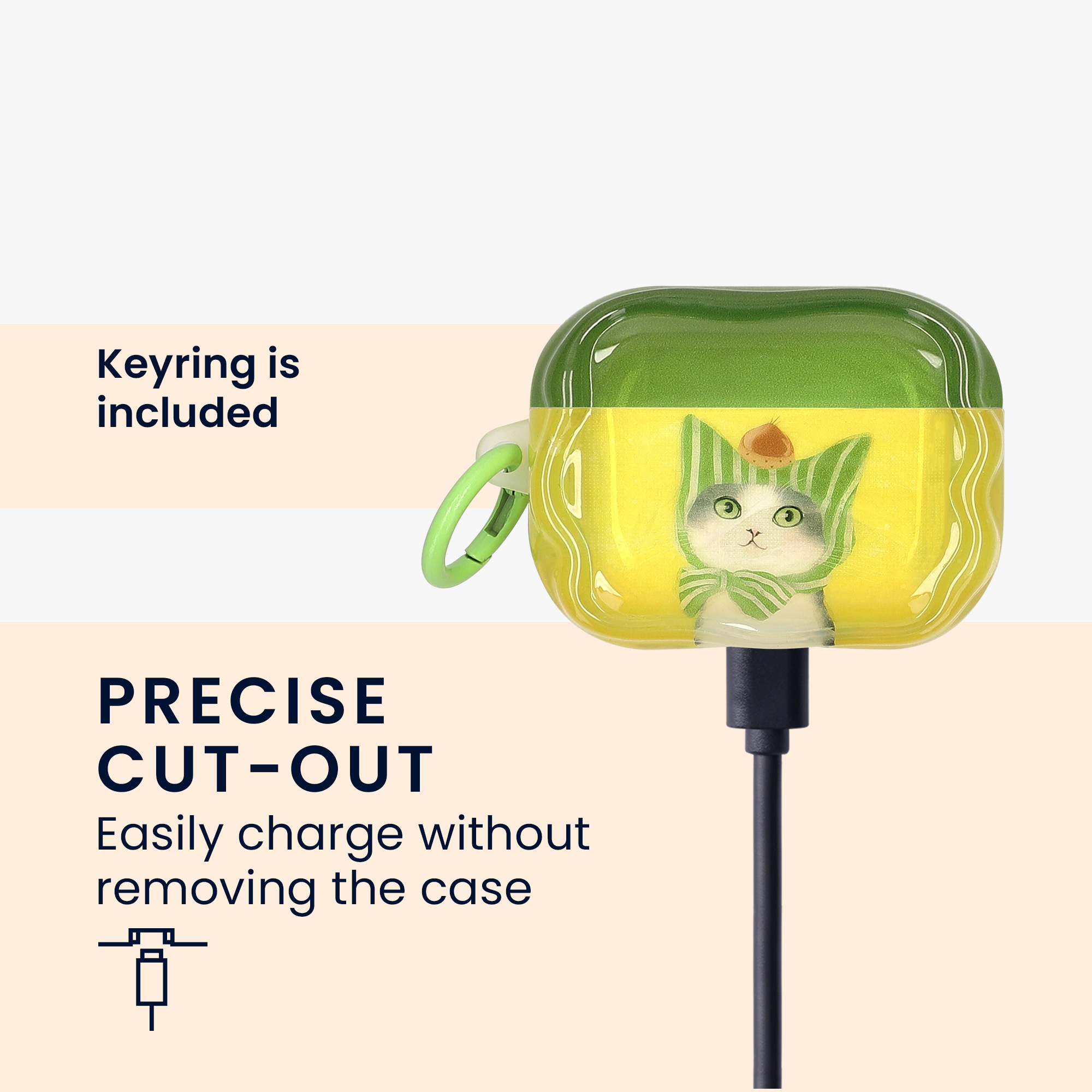 Pouzdro na sluchátka do uší pro Apple Airpods Pro 2 / Pro 1 kwmobile - měkký a odolný motiv kočka a kaštan