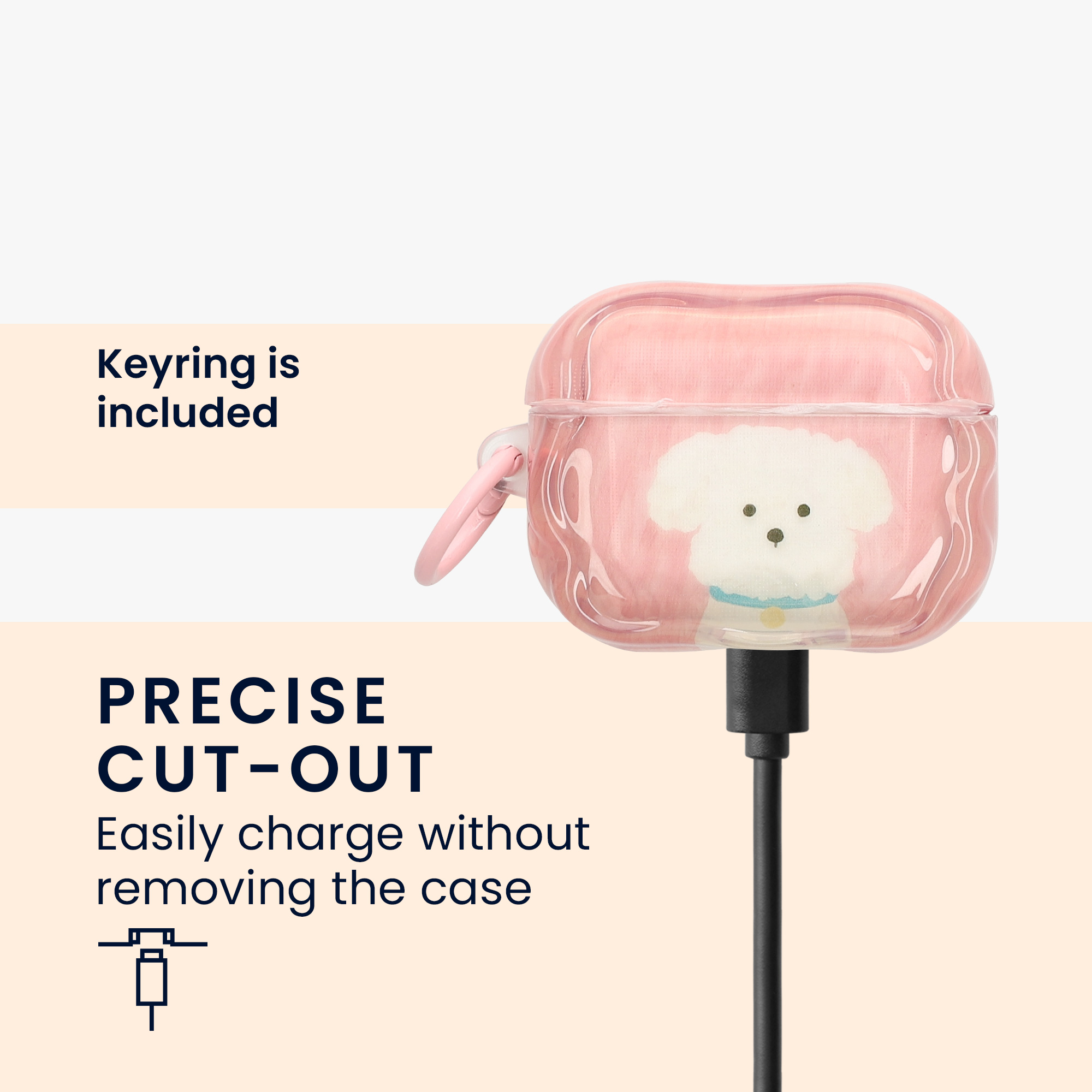 Pouzdro na sluchátka do uší pro Apple Airpods Pro 2 / Pro 1 kwmobile - měkký a odolný motiv bílý teriér