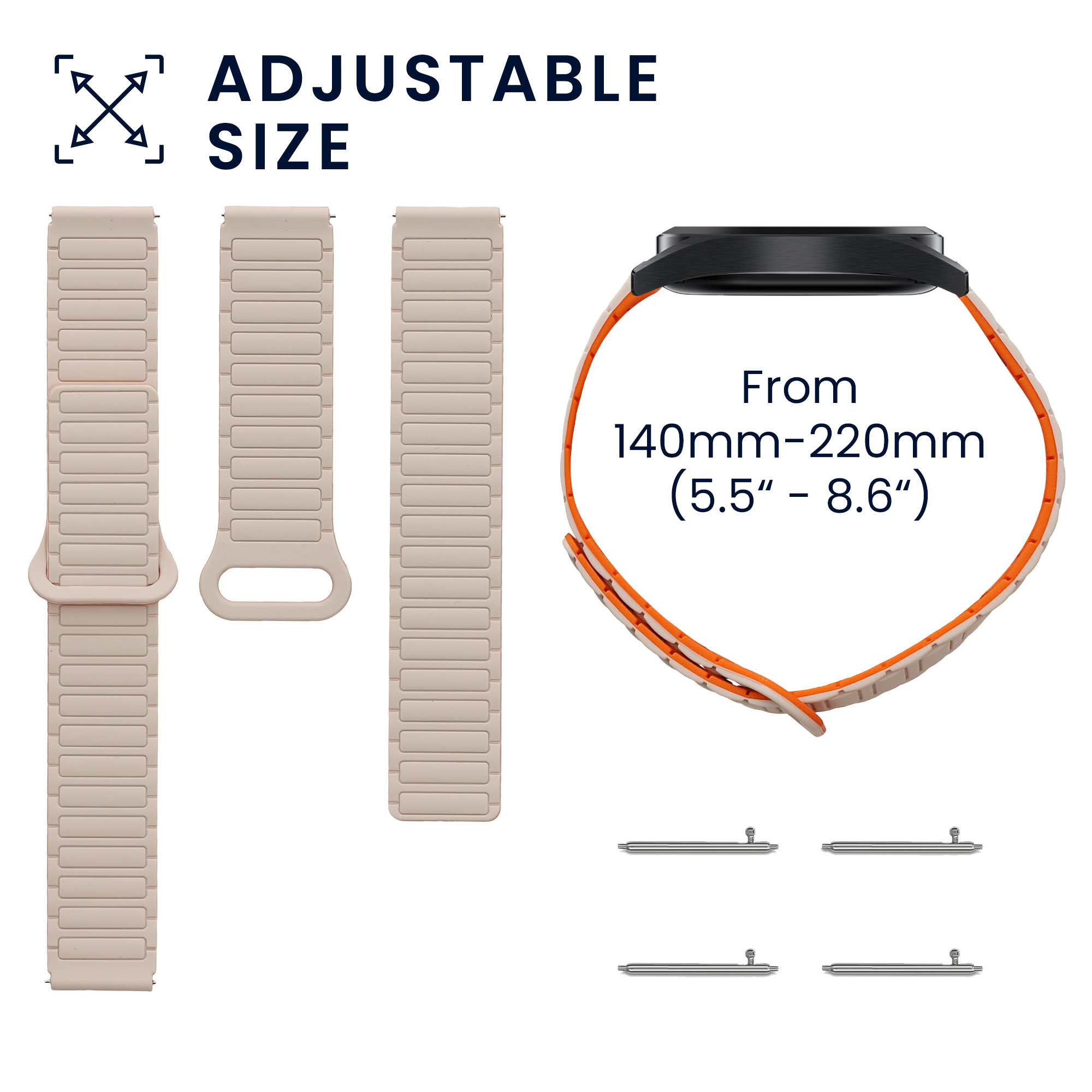 Řemínek na hodinky kwmobile silikonový pro CMF Watch Pro 2 / Watch Pro 1, béžová / oranžová