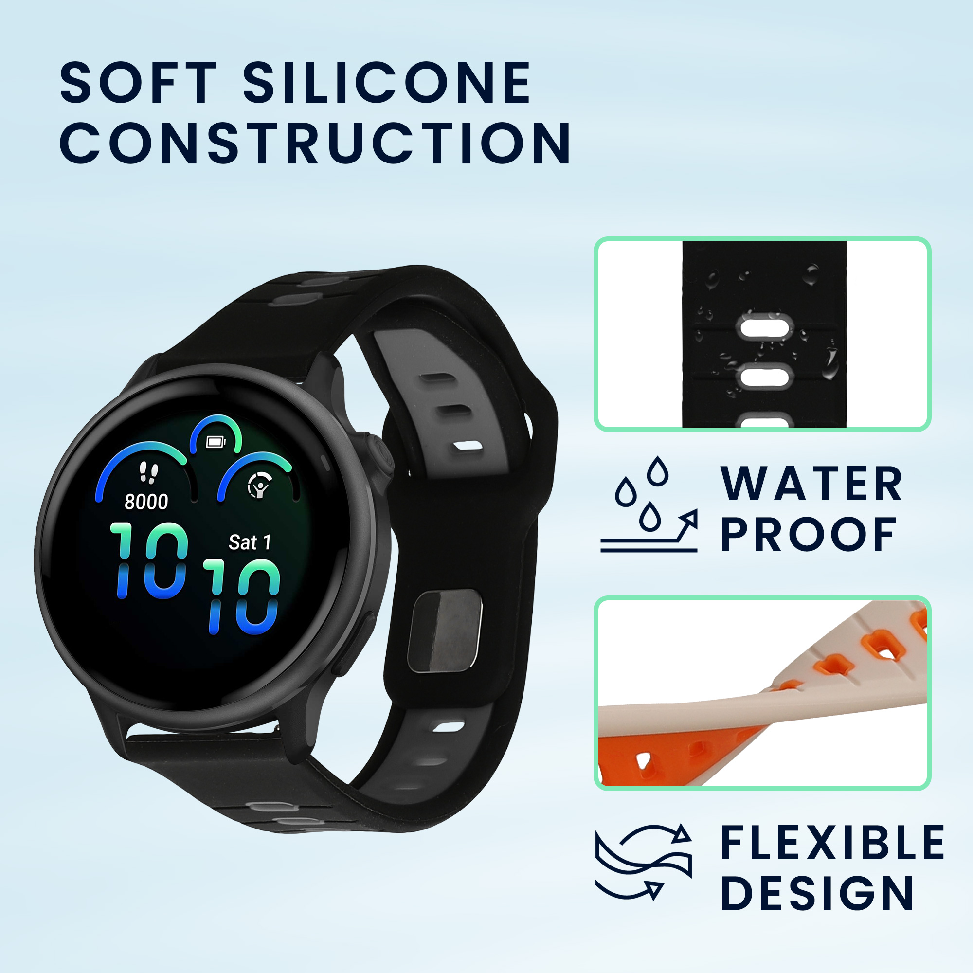 Řemínek kwmobile pro Garmin vivoactive 6 / vivomove Trend / Forerunner 55 - 2 ks, bílá / oranžová / černá / šedá