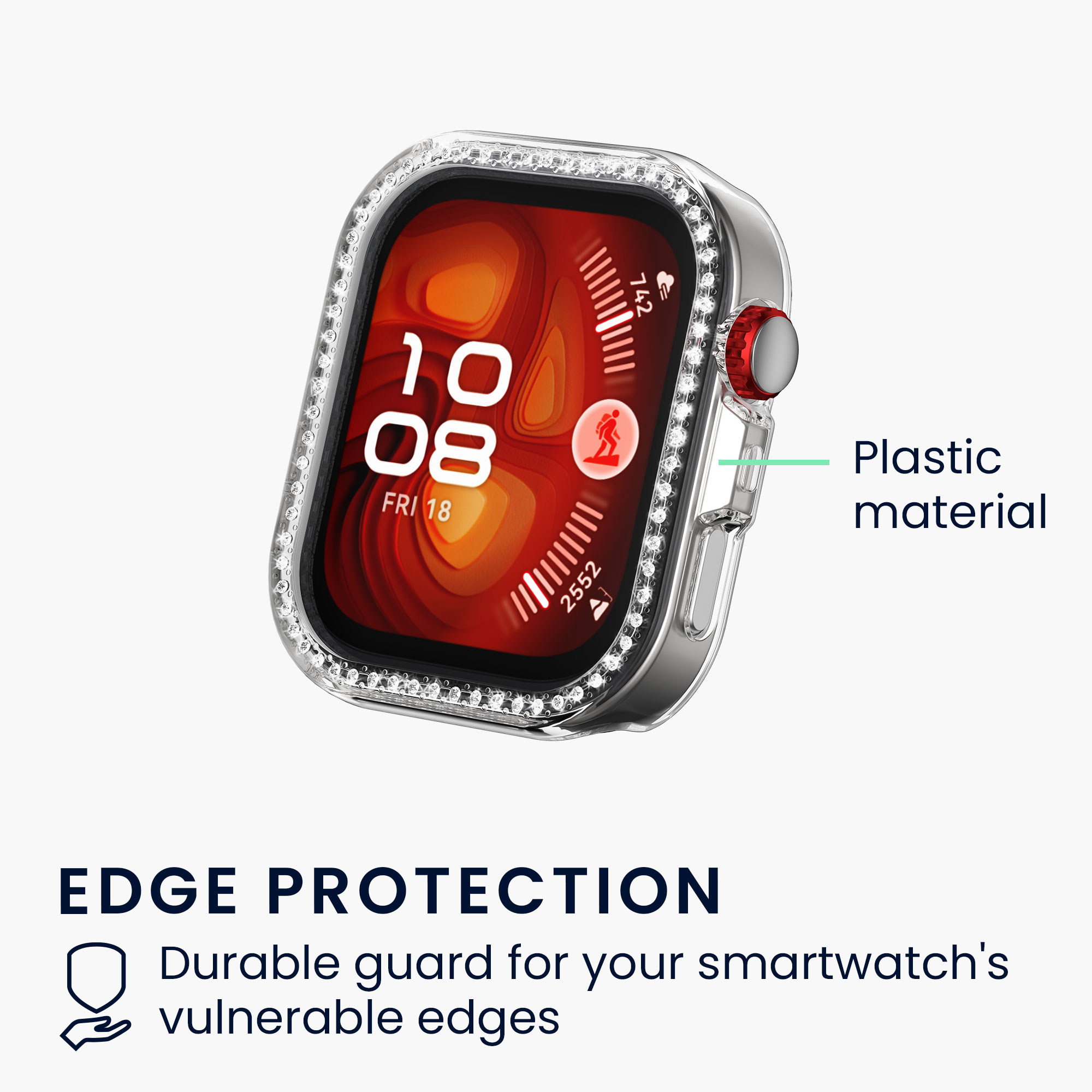 Ochranné rámečky s třpytkami pro Huawei Watch Fit 4 Pro kwmobile sada 2 ks - transparentní / černá