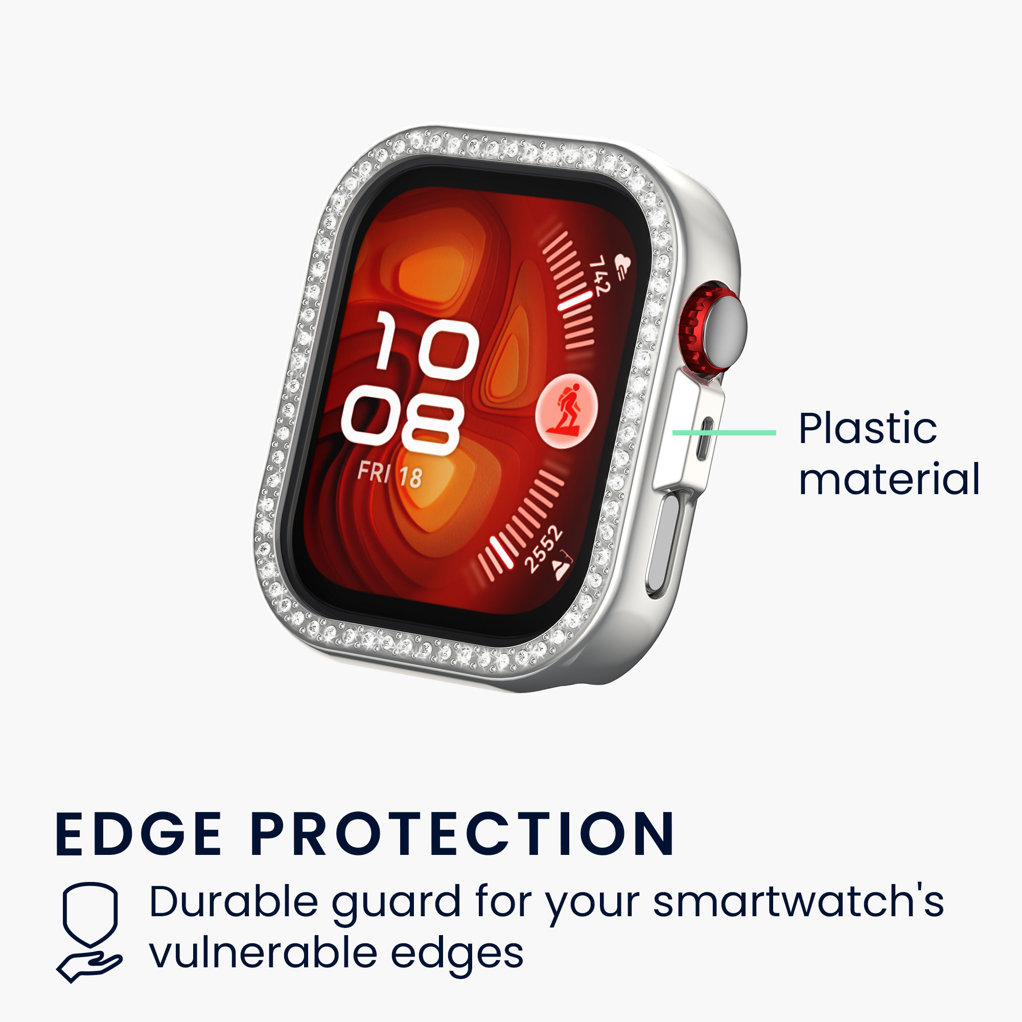 Ochranné rámečky s třpytkami pro Huawei Watch Fit 4 Pro kwmobile sada 2 ks - stříbrná / růžové zlato