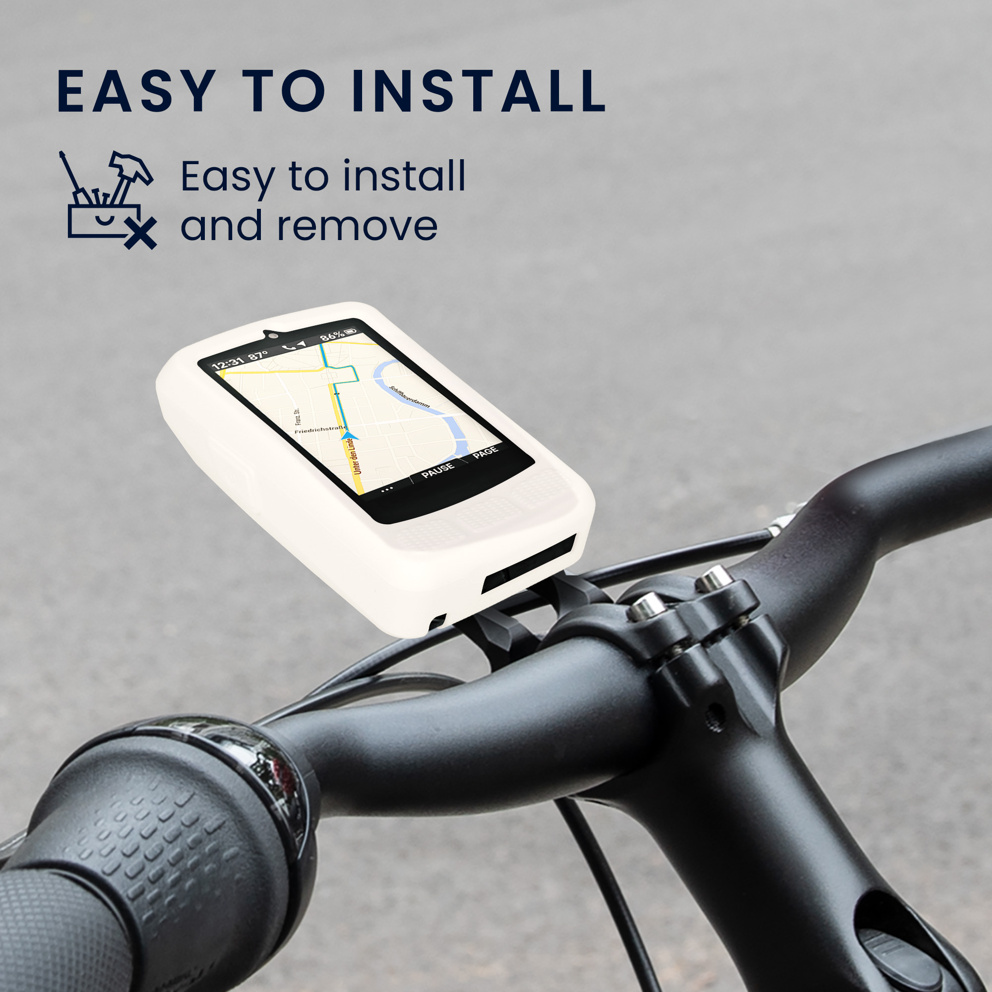 Silikonové pouzdro pro Wahoo Elemnt Roam V3 kwmobile - měkký gumový ochranný kryt na cyklo GPS, bílá
