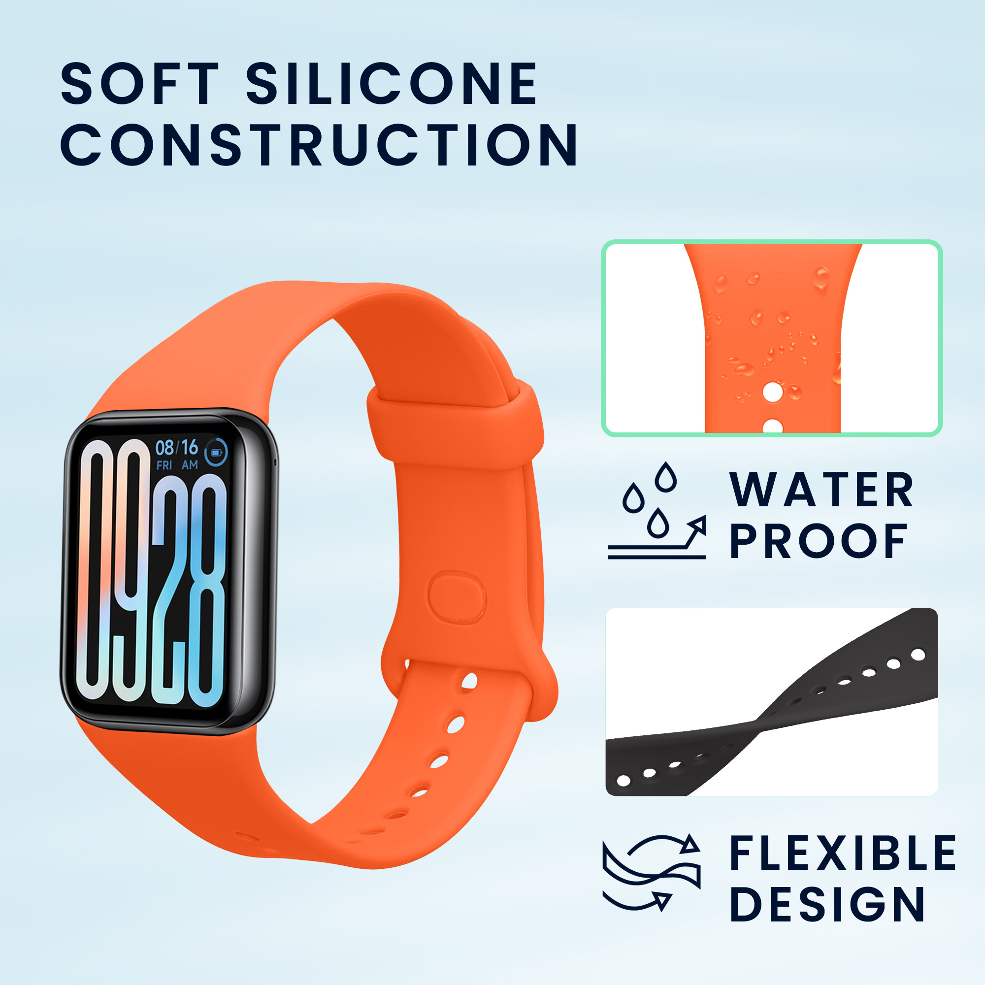 2x Řemínek Xiaomi Smart Band 8 Pro / Smart Band 9 Pro kwmobile - černá / oranžová