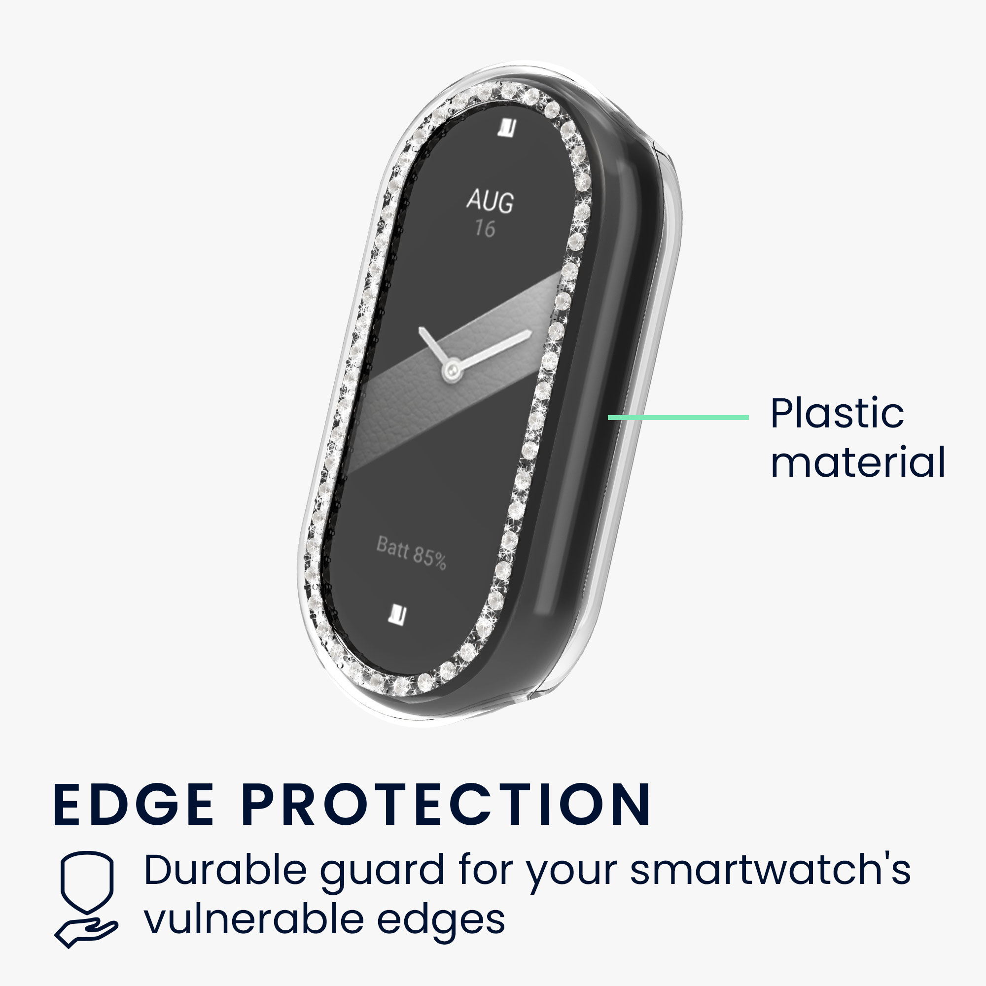 Třpytivé kryty rámečku pro Xiaomi Mi Band 10 / Smart Band 10, 2 ks kwmobile ‑ čirá / černá