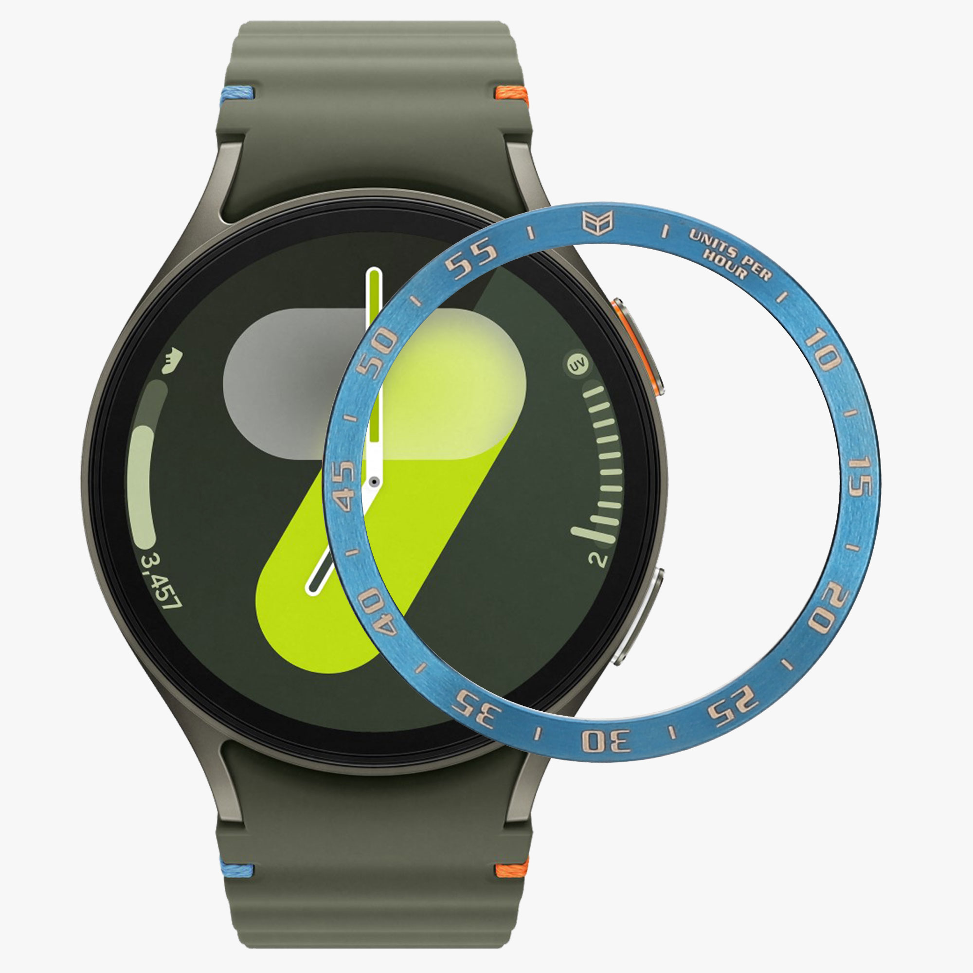 Ochranný rámeček pro Samsung Galaxy Watch 7 44mm kwmobile hliníkové - modrá / bílá