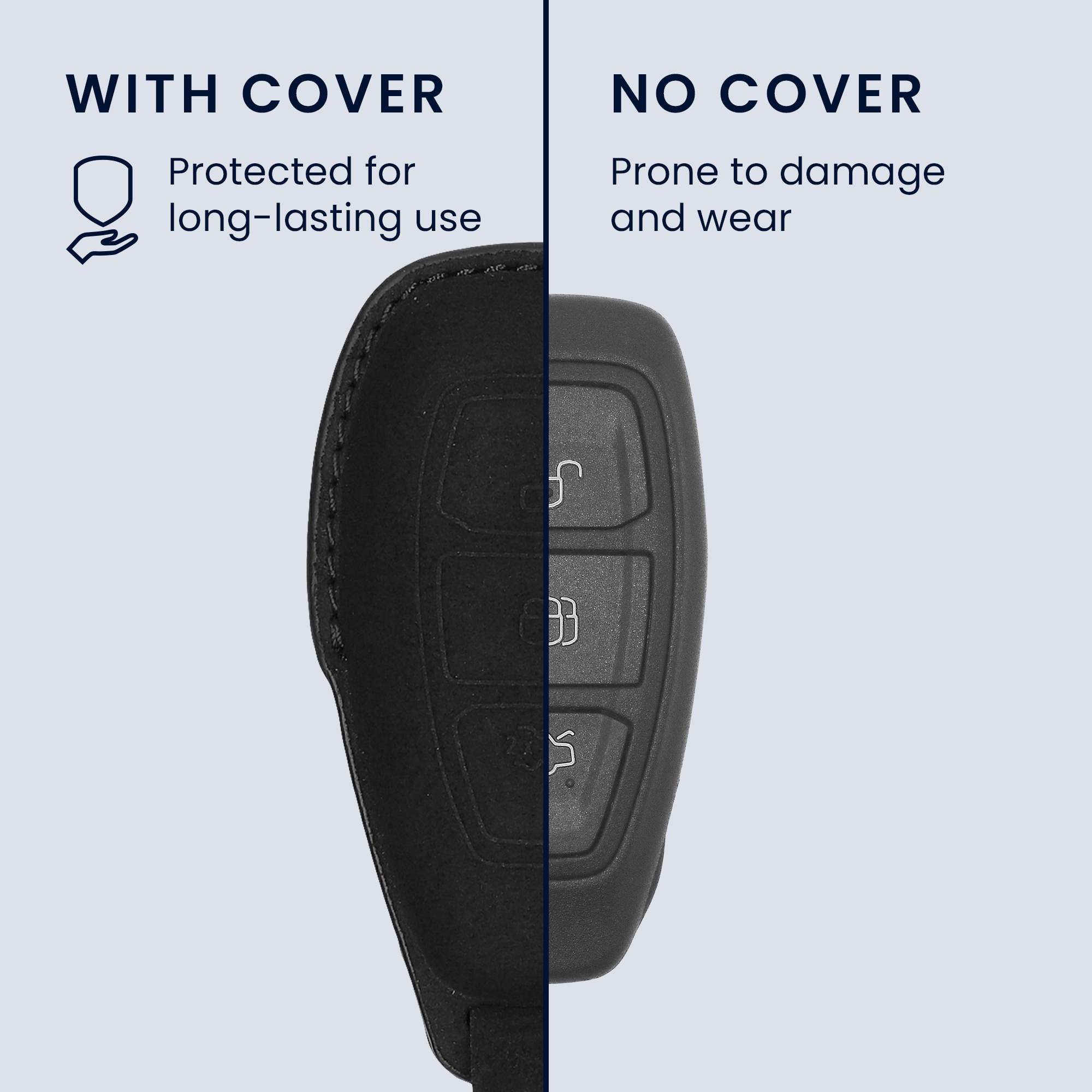 Kryt klíče Ford 3 tlačítka Keyless Go kwmobile matná černá pu kůž