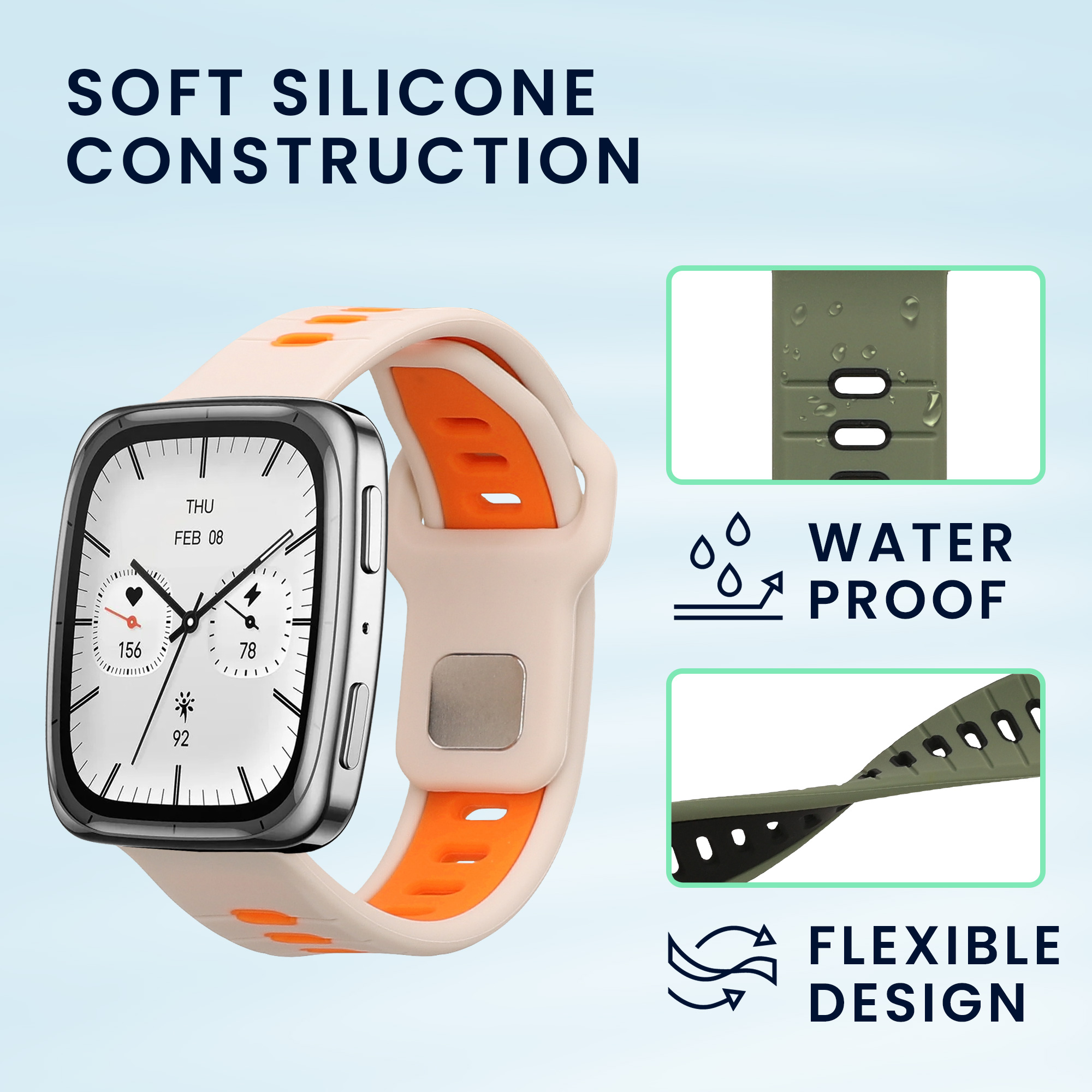 Řemínek 20mm Amazfit Active 2/2 Square/Active Edge/Bip 3/GTS... 20mm kwmobile TPU tmavě zelený/černý/bílý/oranžový