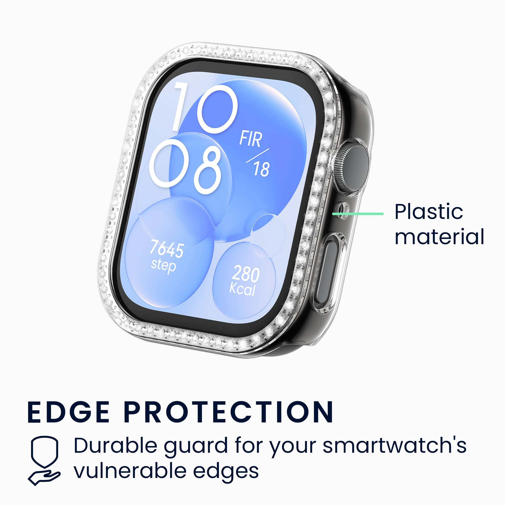Glitter rámeček hodinky Huawei Watch Fit 3 třpytivý sada 2 ks průhledná/černá kwmobile