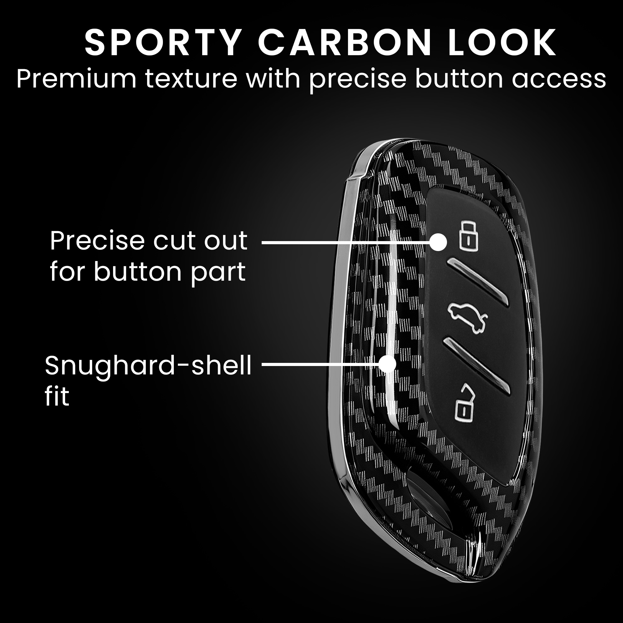 Pouzdro na klíč od auta kwmobile MG 3 tlačítka ZS/MG4/MG5/MG6, černá Carbon
