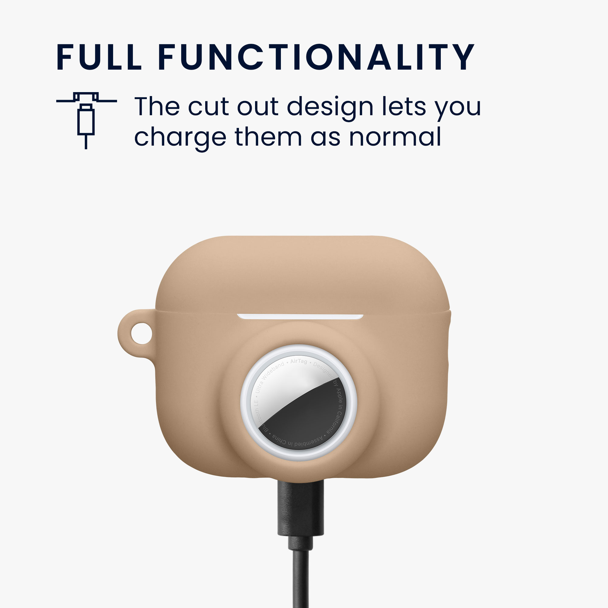Obal pro Apple Airpods Pro 3 kwmobile s karabinou silikonové - béžová
