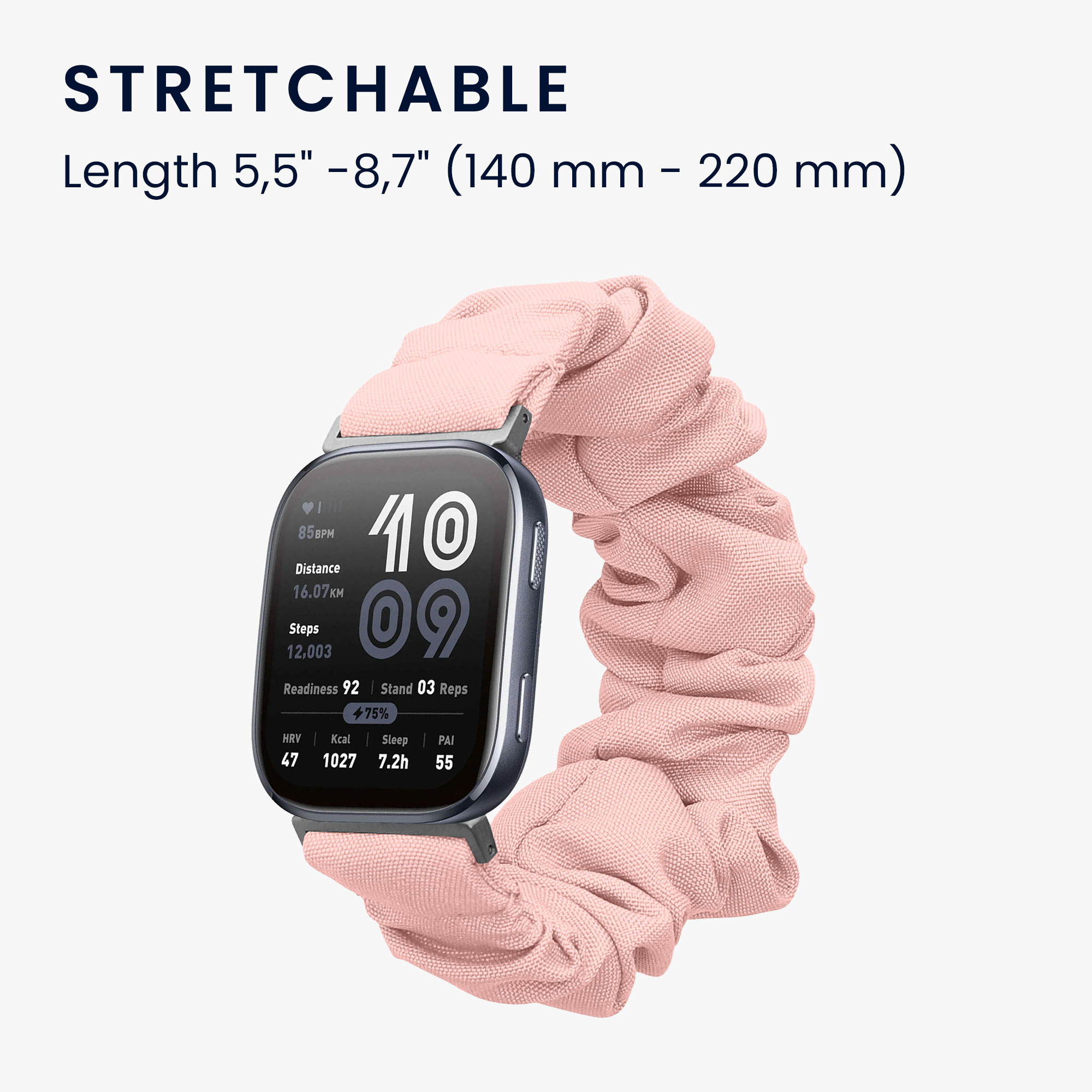 Řemínek na hodinky pro Amazfit Bip 6 kwmobile - starorůžová látkový řemínek na hodinky (scrunchie)