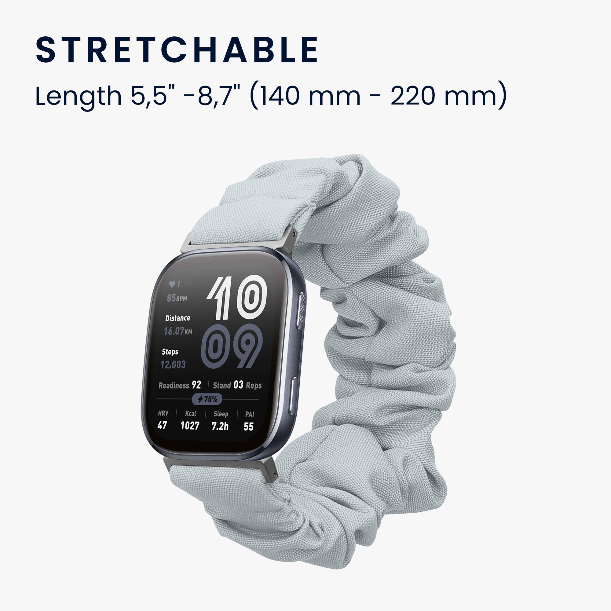 Řemínek na hodinky pro Amazfit Bip 6 kwmobile - světle modrá látkový řemínek na hodinky (scrunchie)
