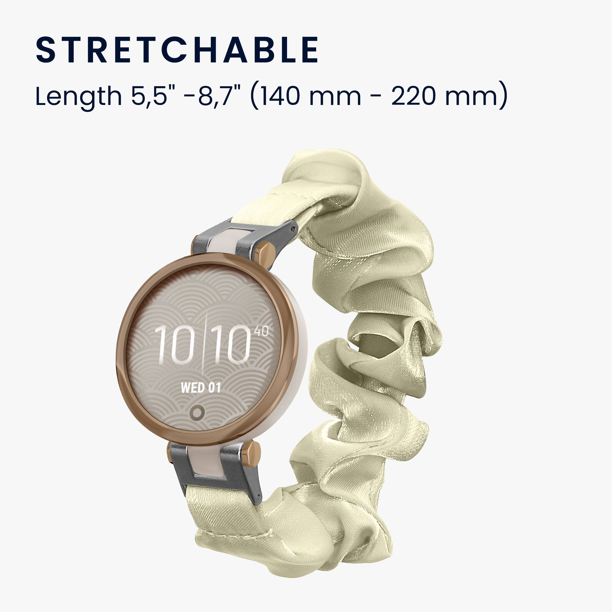 Řemínek na hodinky pro Garmin Lily Sport kwmobile - Pastel žlutá látkový řemínek na hodinky (scrunchie)