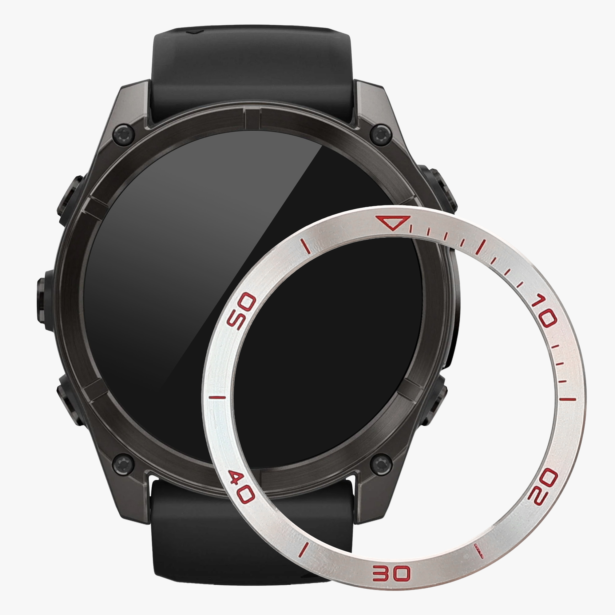 Ochranný rámeček pro Garmin Fenix 8 51mm AMOLED kwmobile hliníkové - stříbrná / červená