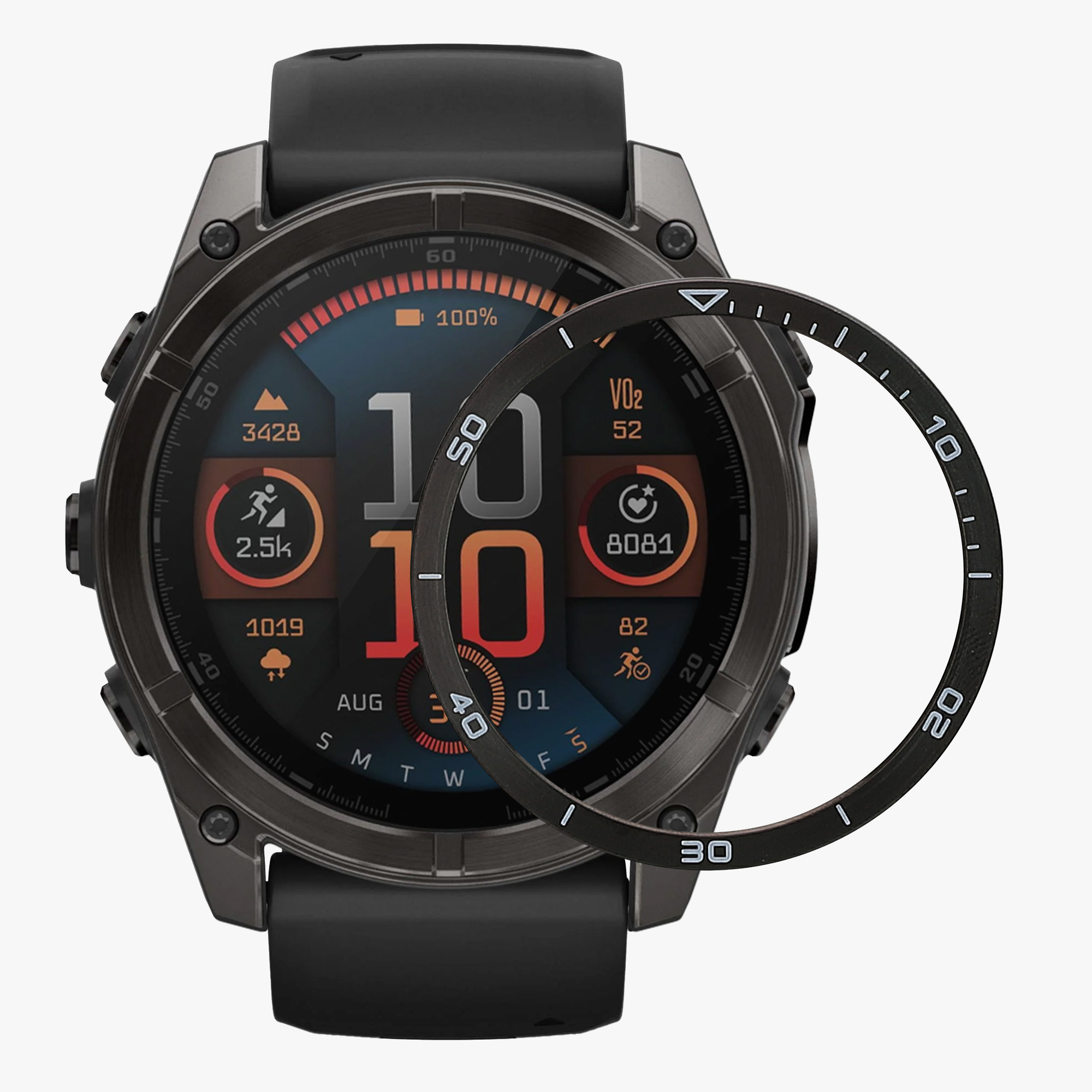 Ochranný rámeček pro Garmin Fenix 8 47mm AMOLED kwmobile hliníkové - černá / bílá