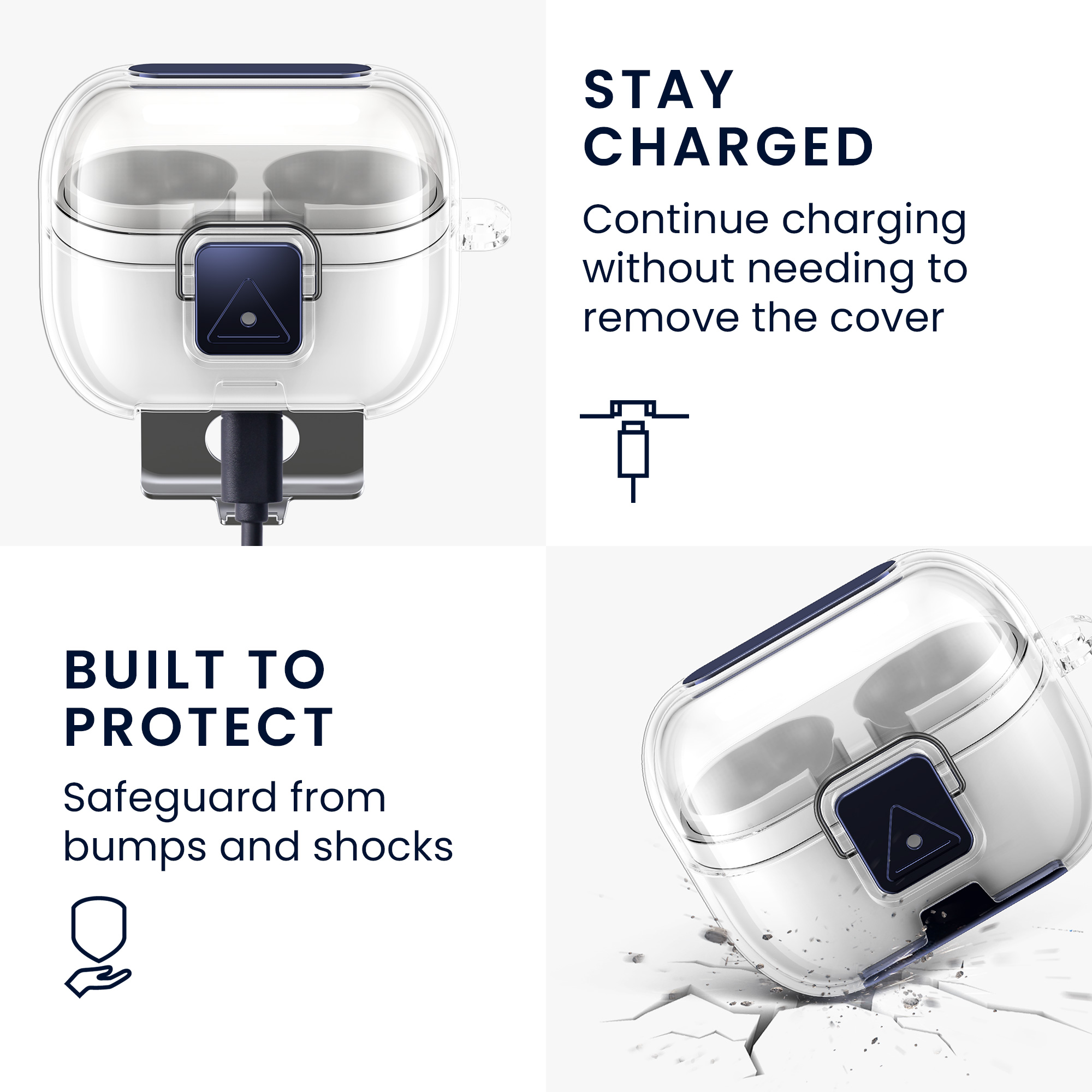 Čiré pouzdro na sluchátka pro Samsung Galaxy Buds 3 / Galaxy Buds 3 Pro kwmobile se stojánkem TPU - transparentní