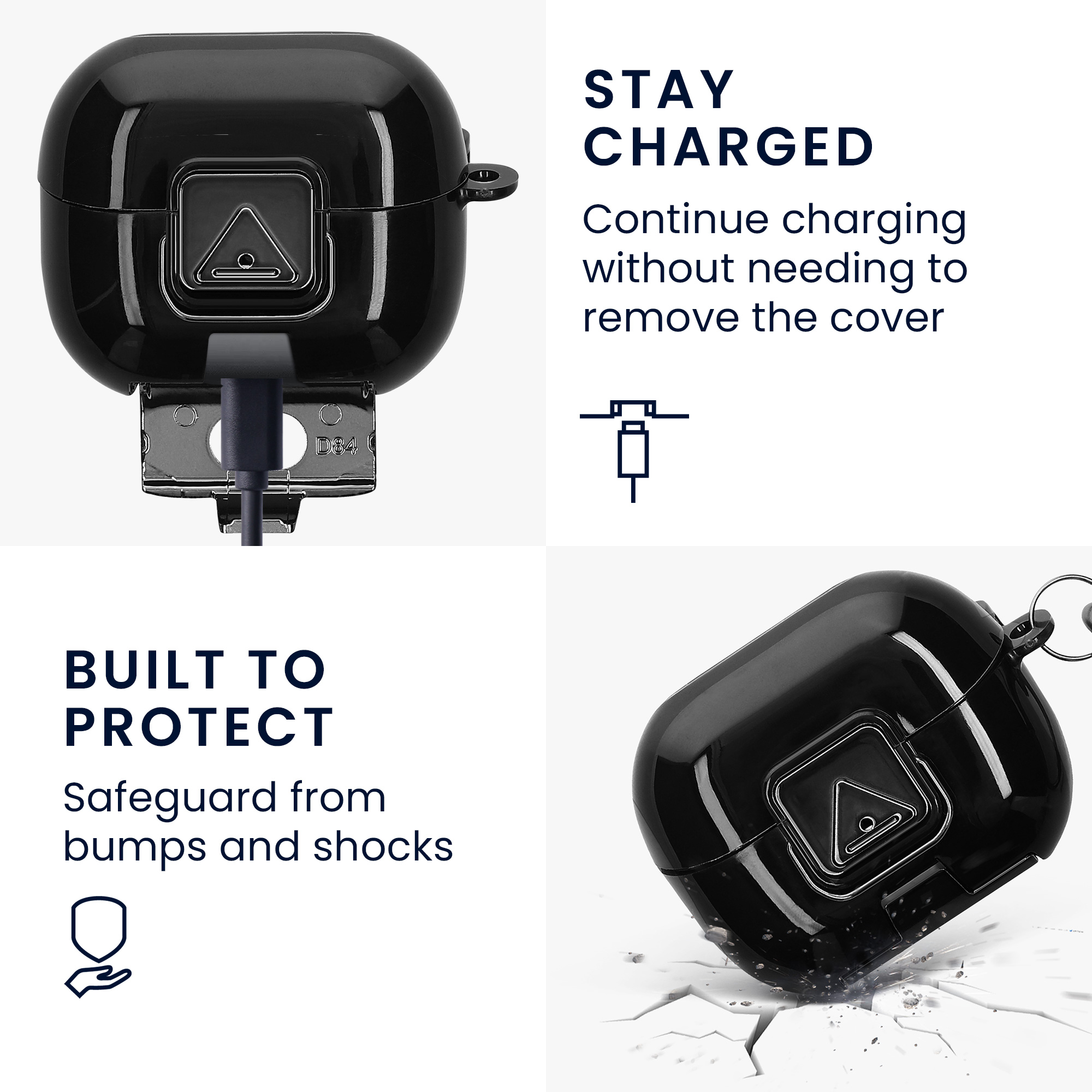 Čiré pouzdro na sluchátka pro Samsung Galaxy Buds 3 / Galaxy Buds 3 Pro kwmobile se stojánkem TPU - černá