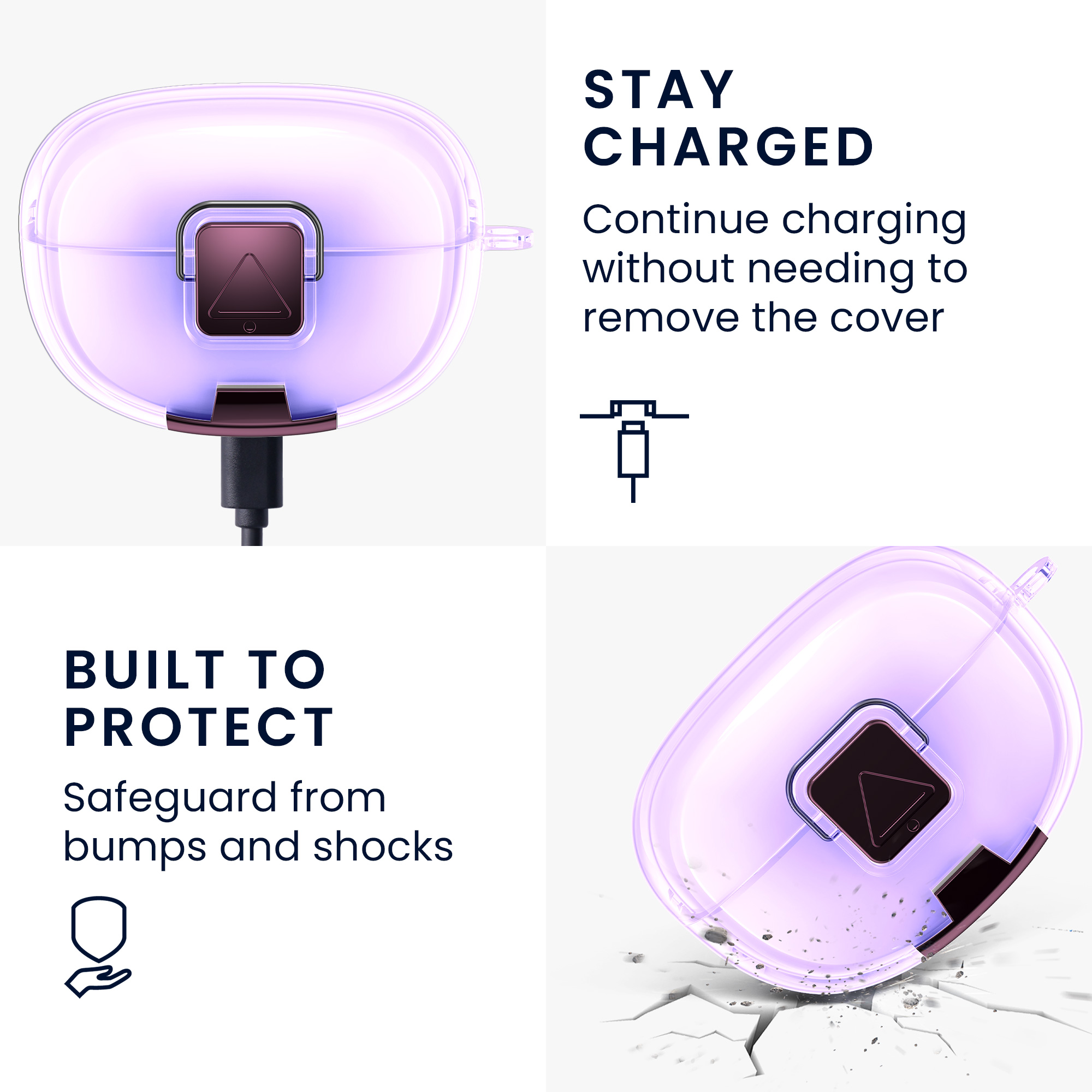 Čiré pouzdro na sluchátka pro Bose Ultra Open Earbuds kwmobile se stojánkem TPU - fialová / transparentní