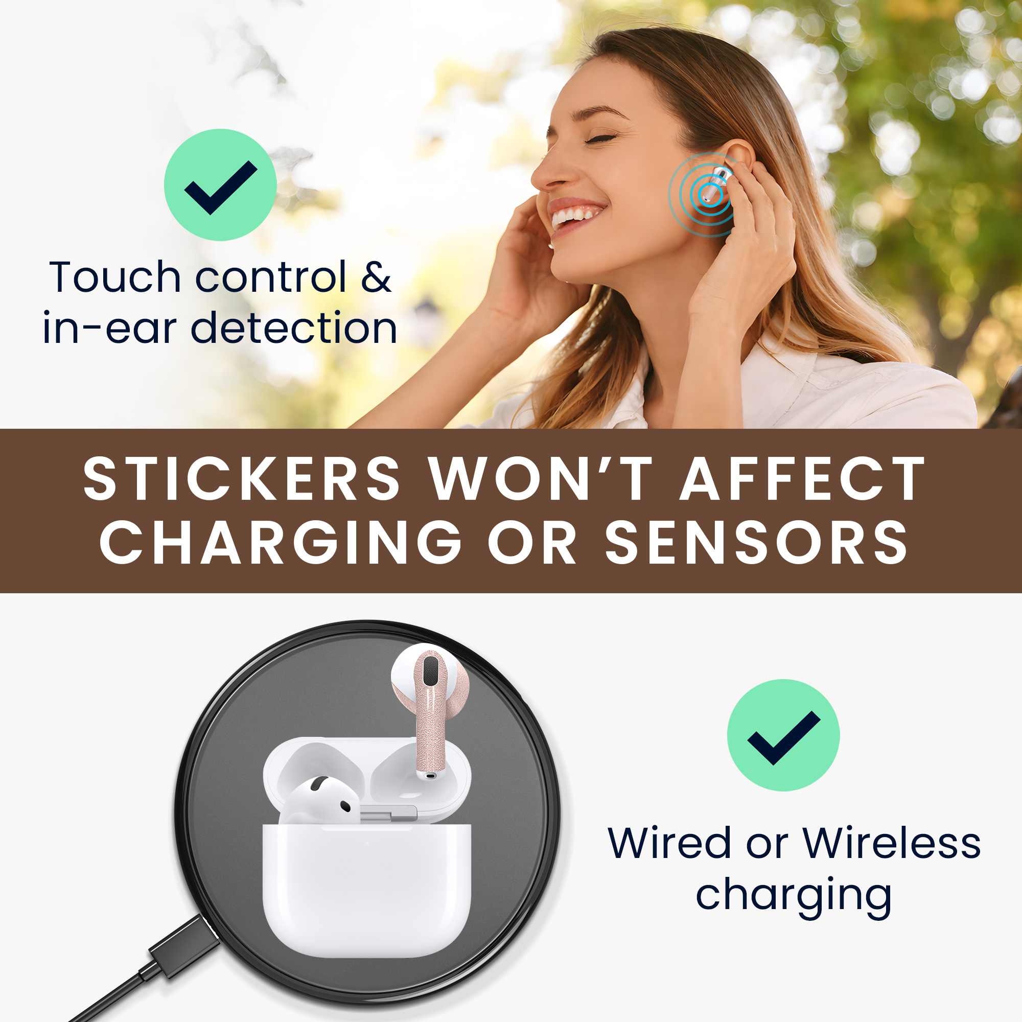 Nálepka na sluchátka pro Apple Airpods 4 Sticker Wrap kwmobile - Tone92