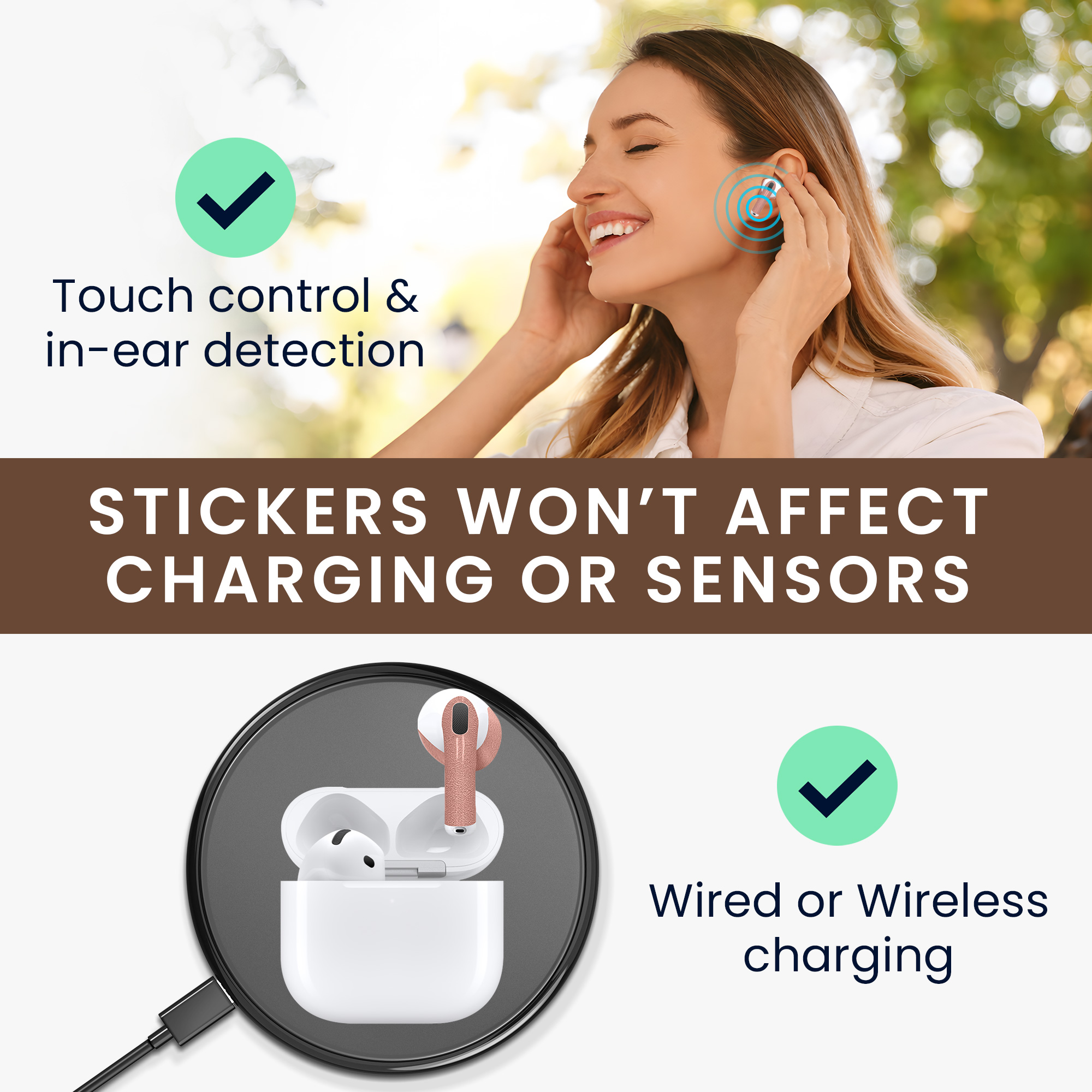Nálepka na sluchátka pro Apple Airpods 4 Sticker Wrap kwmobile - Tone59