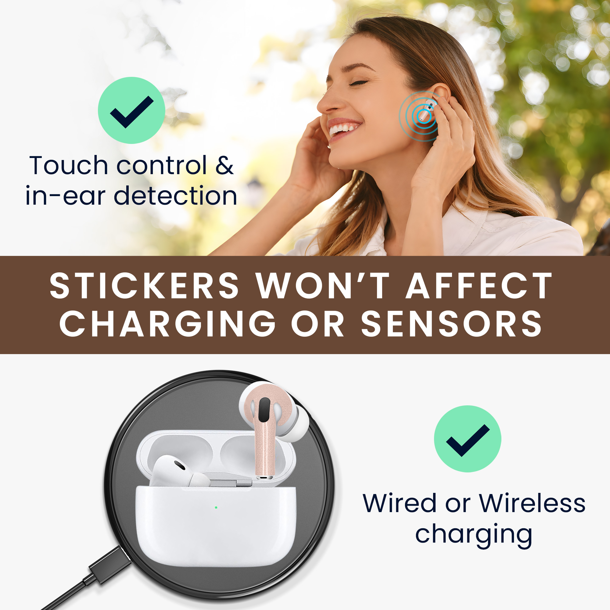 Nálepka na sluchátka pro Apple Airpods Pro 2 / Pro 1 Sticker Wrap kwmobile - Tone57