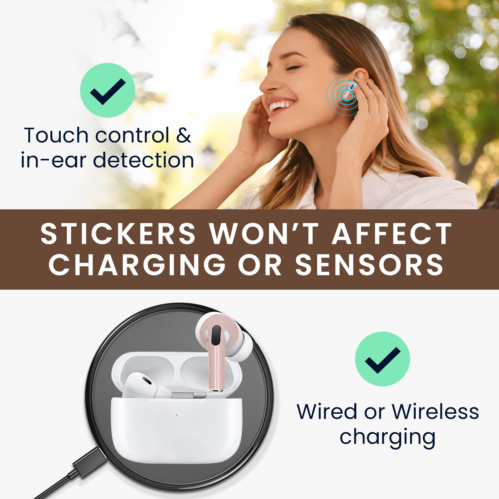Nálepka na sluchátka pro Apple Airpods Pro 2 / Pro 1 Sticker Wrap kwmobile - Tone92