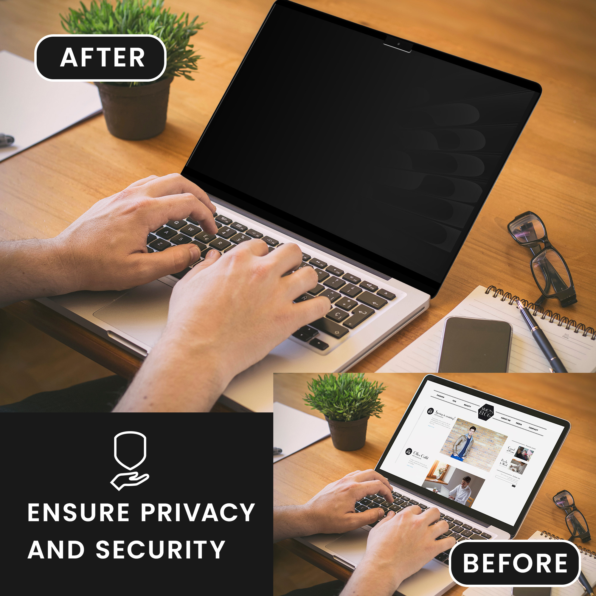 Privacy fólie na notebook pro Apple MacBook Air 13.3" M1 A2337 A2179 kwmobile - antireflexní, blokuje modré světlo