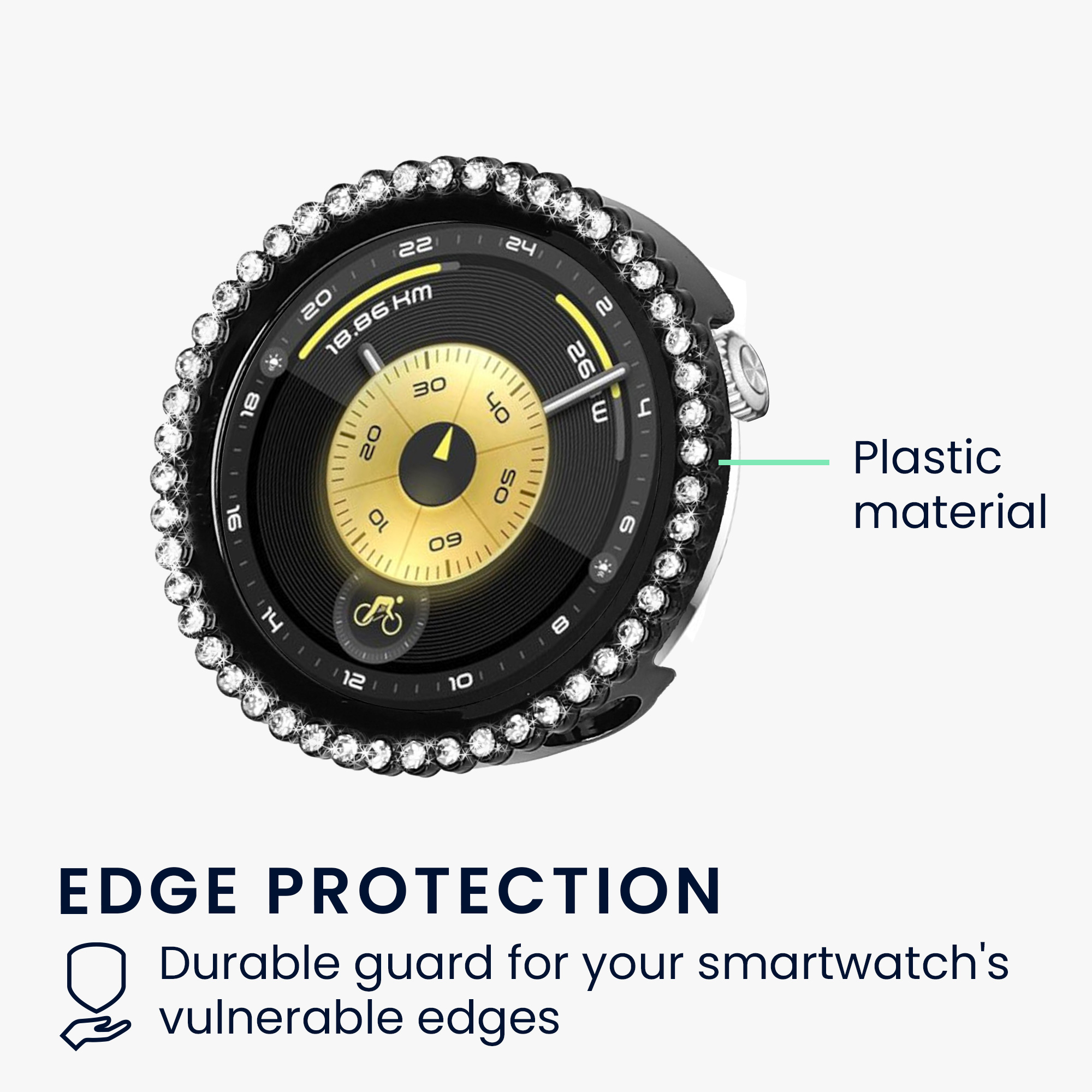 Ochranné rámečky s třpytkami pro Huawei Watch GT6 41mm / GT5 41mm / Watch GT4 41mm kwmobile sada 2 ks - černá / stříbrná