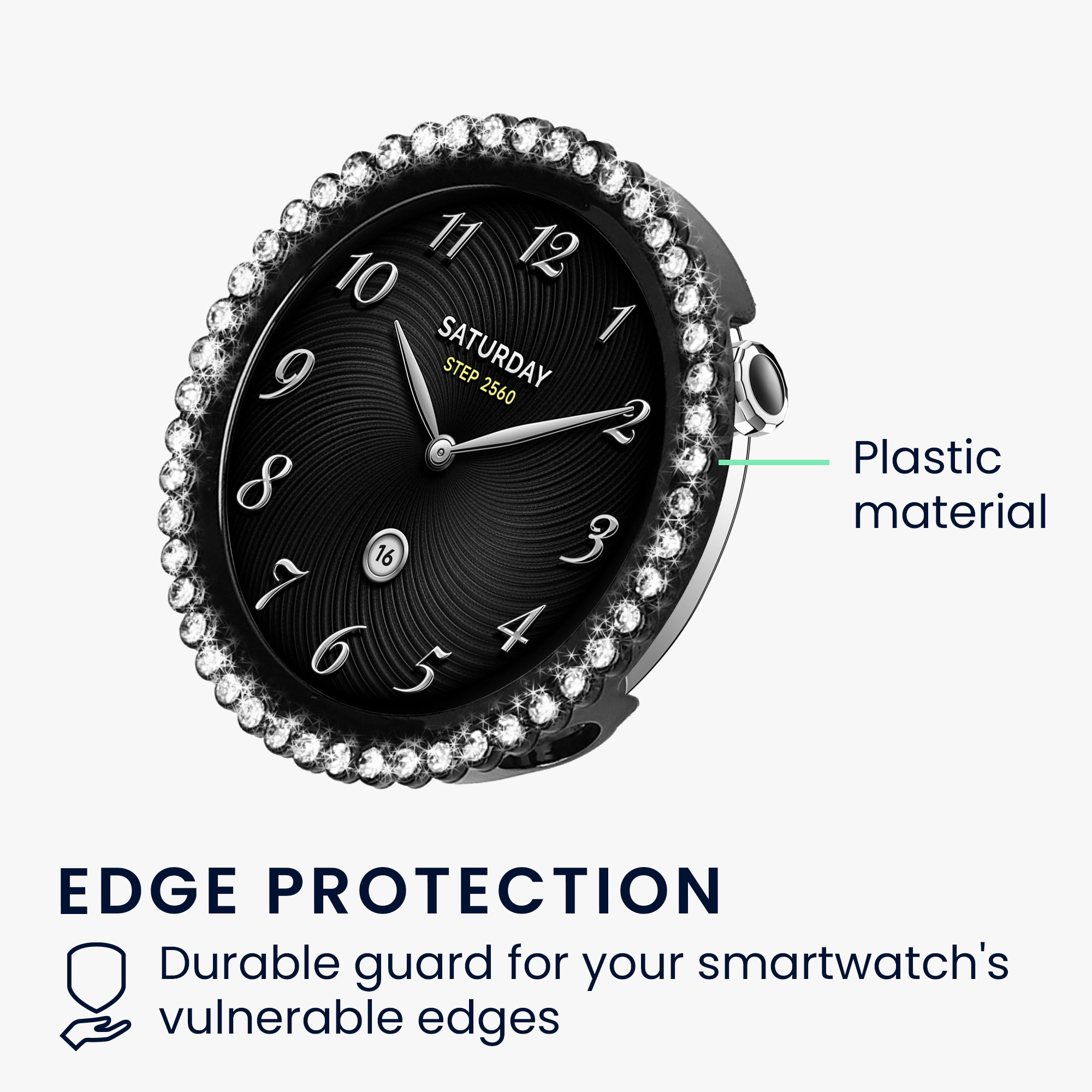 Ochranné rámečky s třpytkami pro Xiaomi Watch S4 41mm kwmobile sada 2 ks - černá / stříbrná