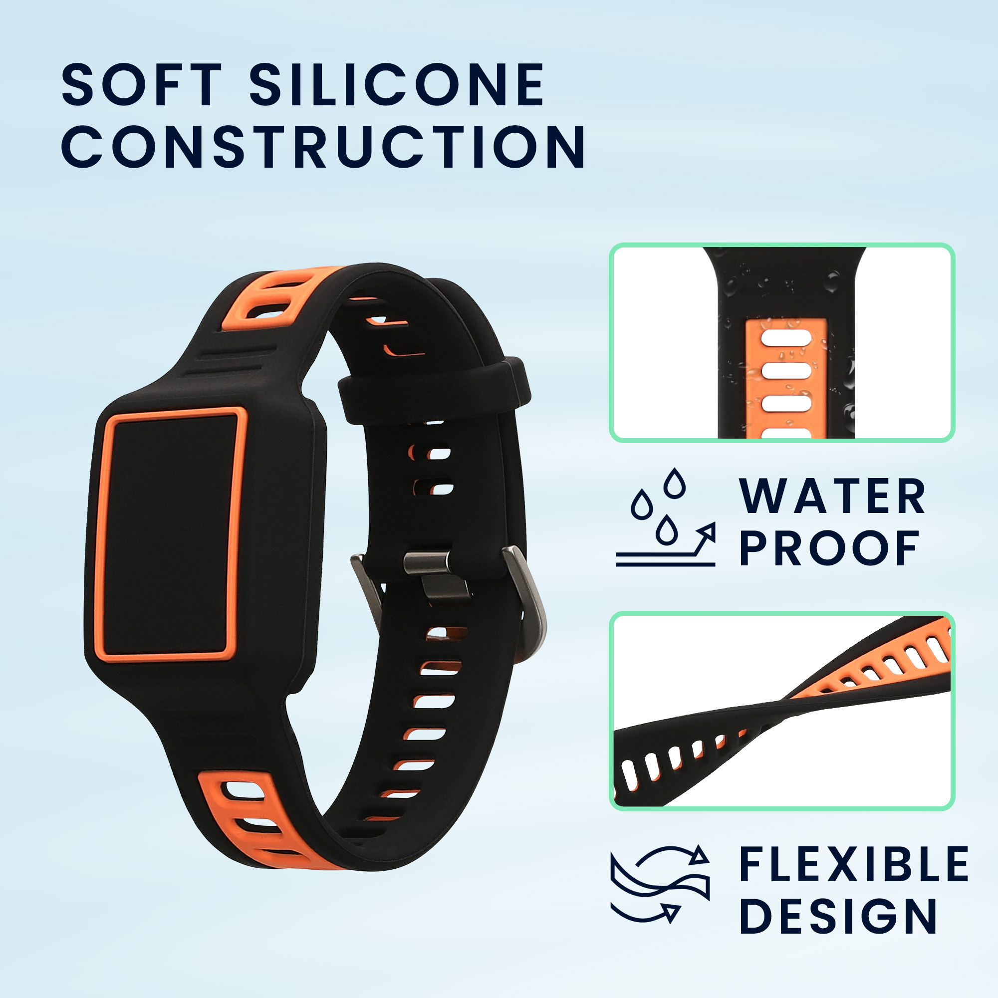 Řemínek pro Amazfit Helio kwmobile silikonové - oranžová / černá