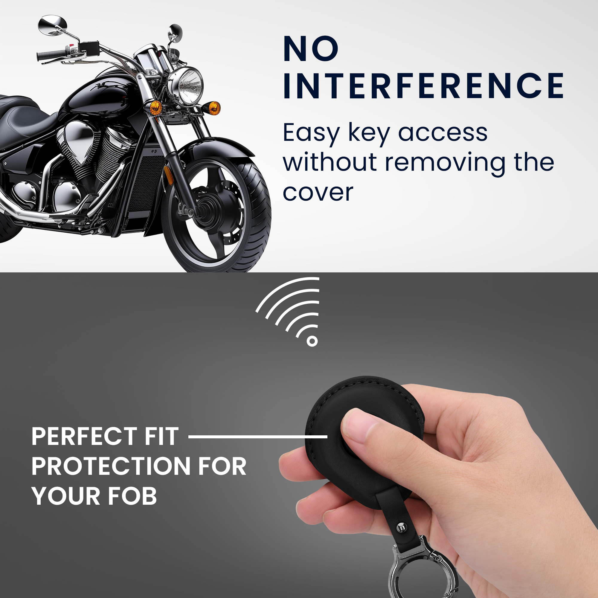 Kožený obal na klíč od auta pro Harley Davidson Motorcycle Key kwmobile - černá