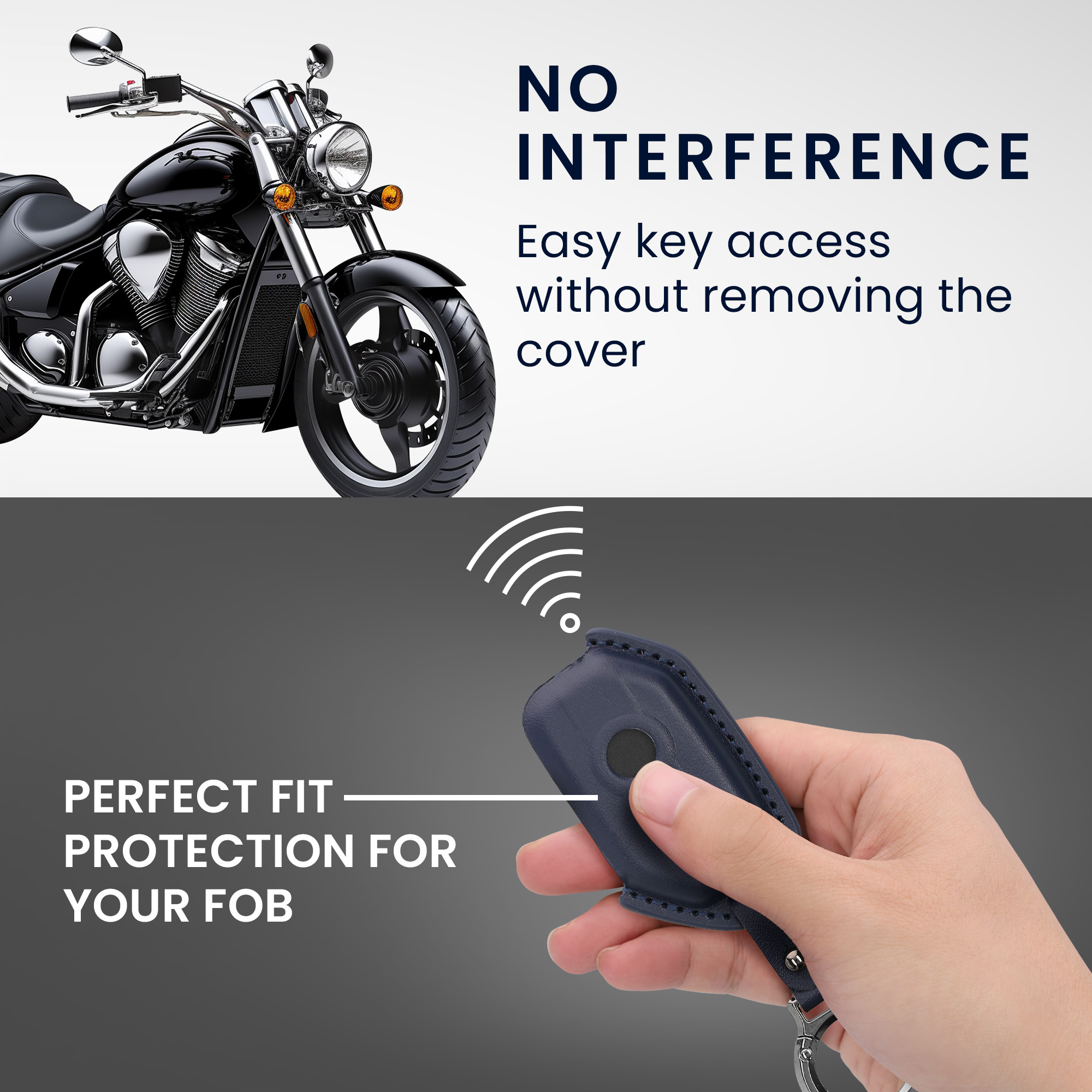 Kožený obal na klíč od auta pro BMW R1250GS C400X C400GT F900R F750GS R1200GS GS1250 kwmobile - tmavě modrá