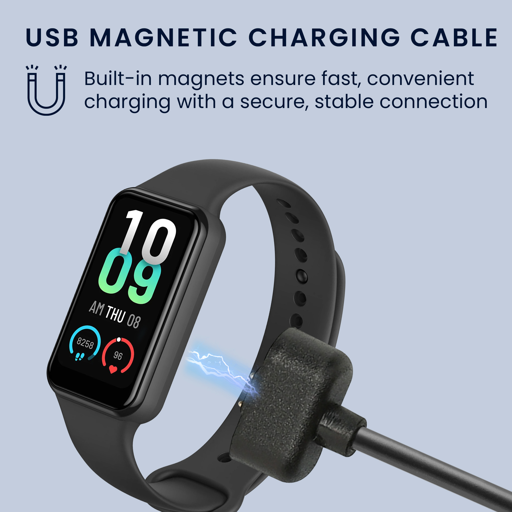 USB-C nabíjecí kabel pro chytré hodinky pro Amazfit Band 7 kwmobile - černá