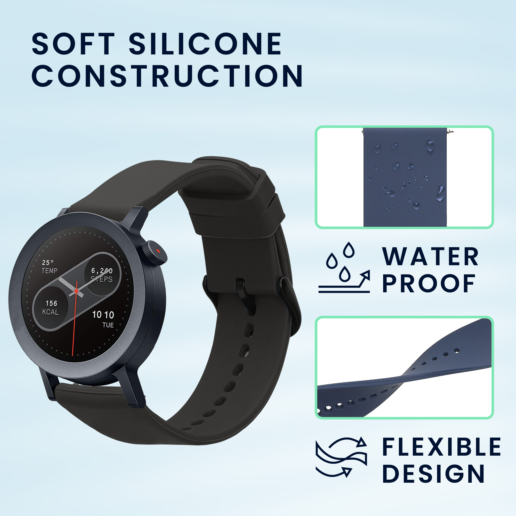 Řemínky pro CMF Watch 3 Pro kwmobile silikonové - černá / tmavě modrá