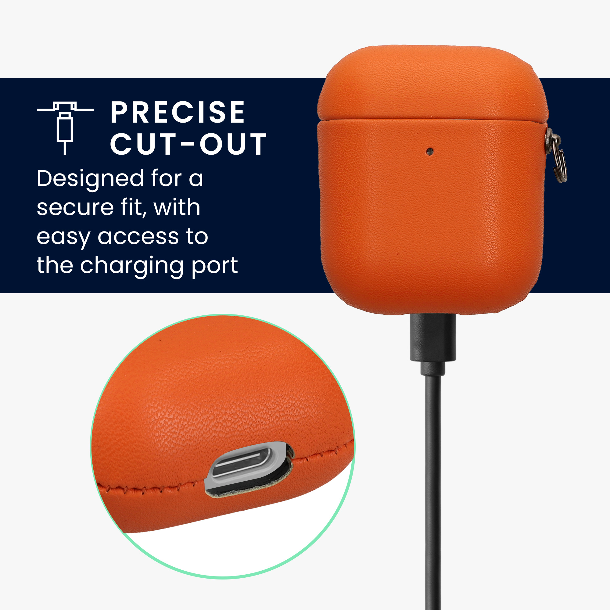 Pouzdro z eko kůže pro Apple Airpods 1 & 2 kwmobile tenké - oranžová