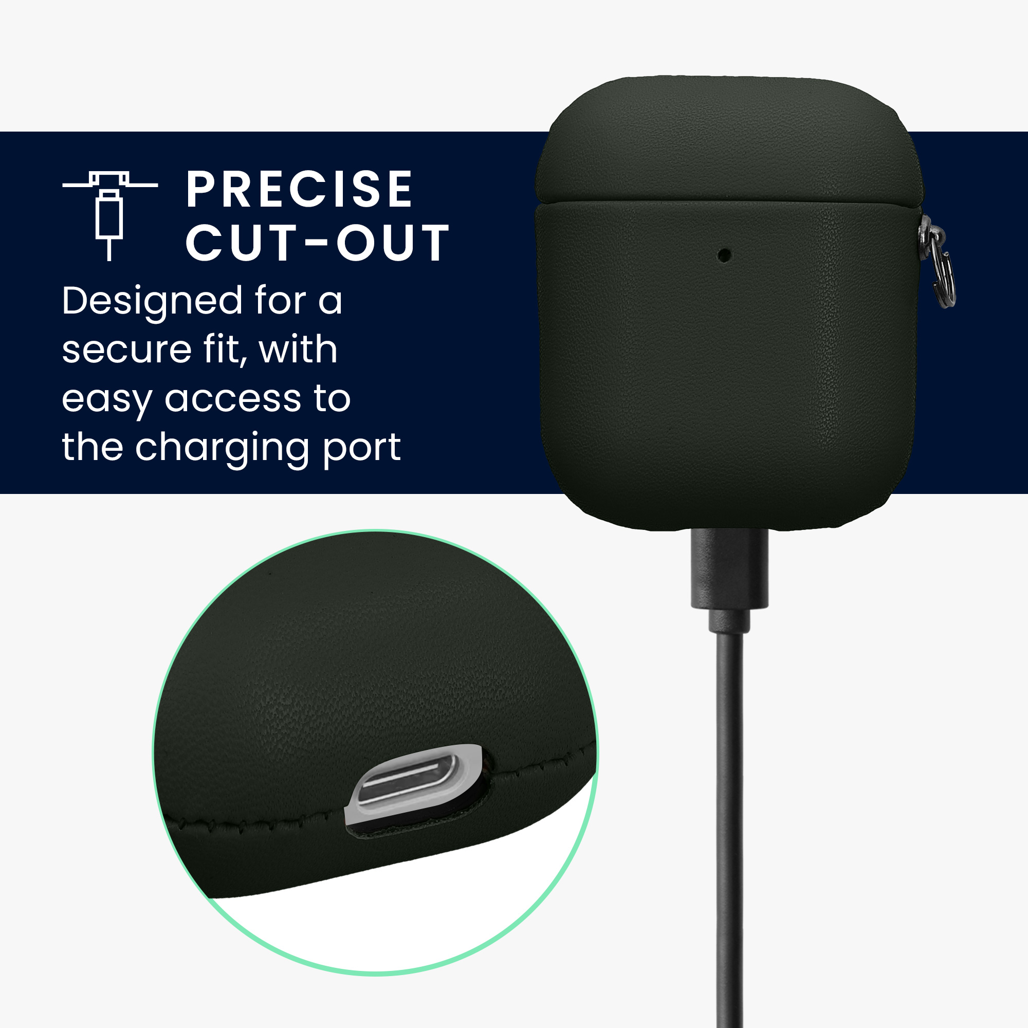 Pouzdro z eko kůže pro Apple Airpods 1 & 2 kwmobile tenké - tmavě zelená