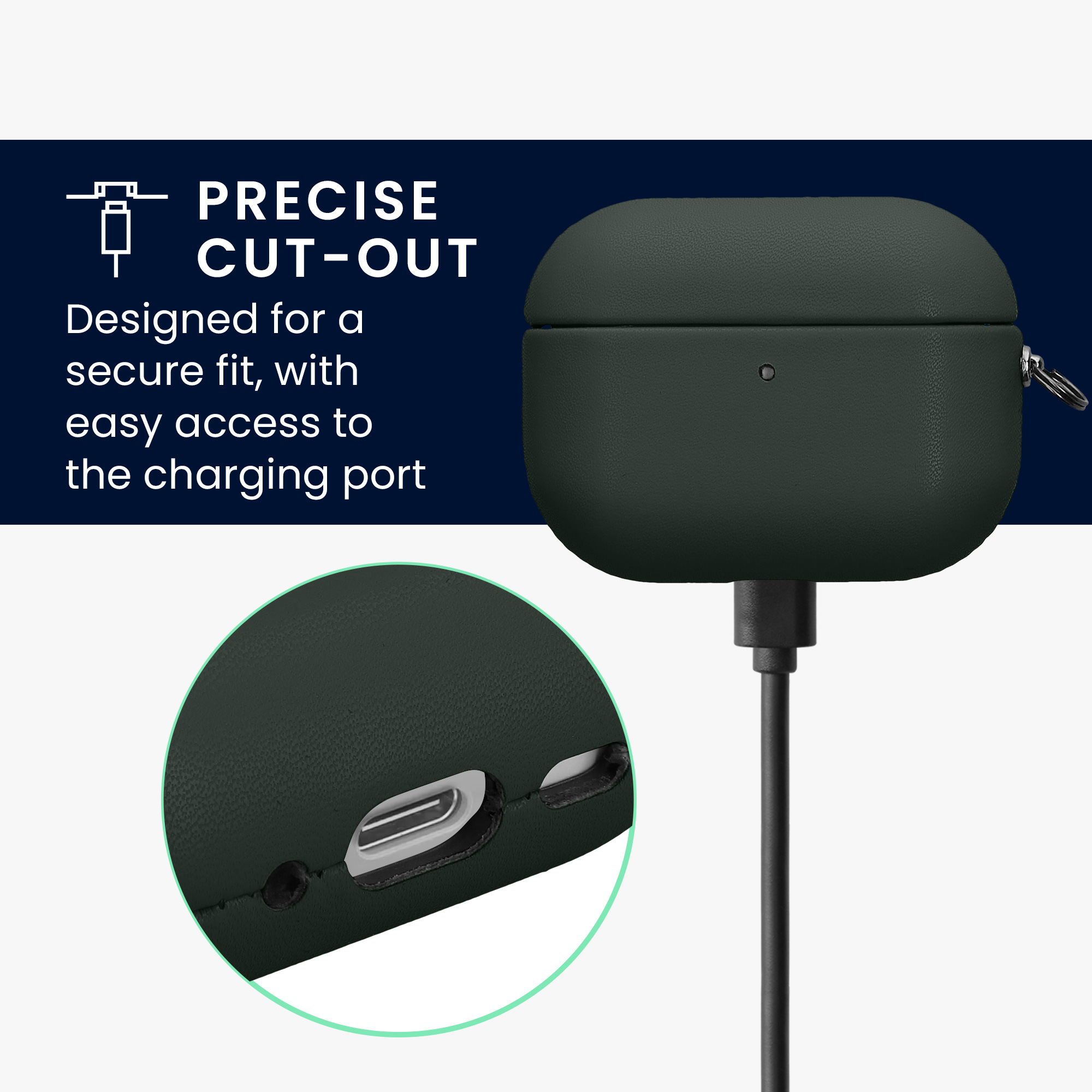 Pouzdro z eko kůže pro Apple Airpods Pro 2 / Pro 1 kwmobile tenké - tmavě zelená