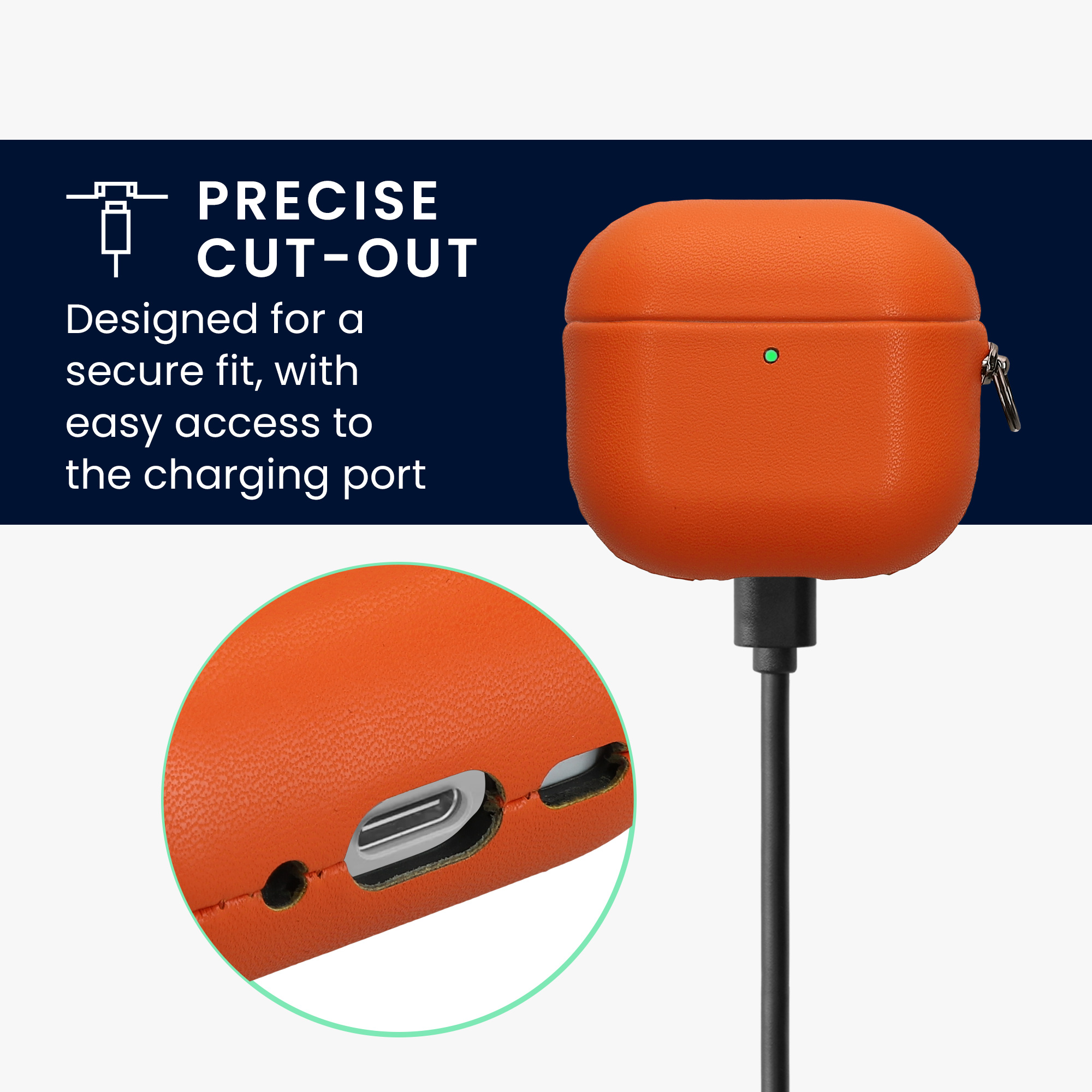 Pouzdro z eko kůže pro Apple Airpods 4 kwmobile tenké - oranžová