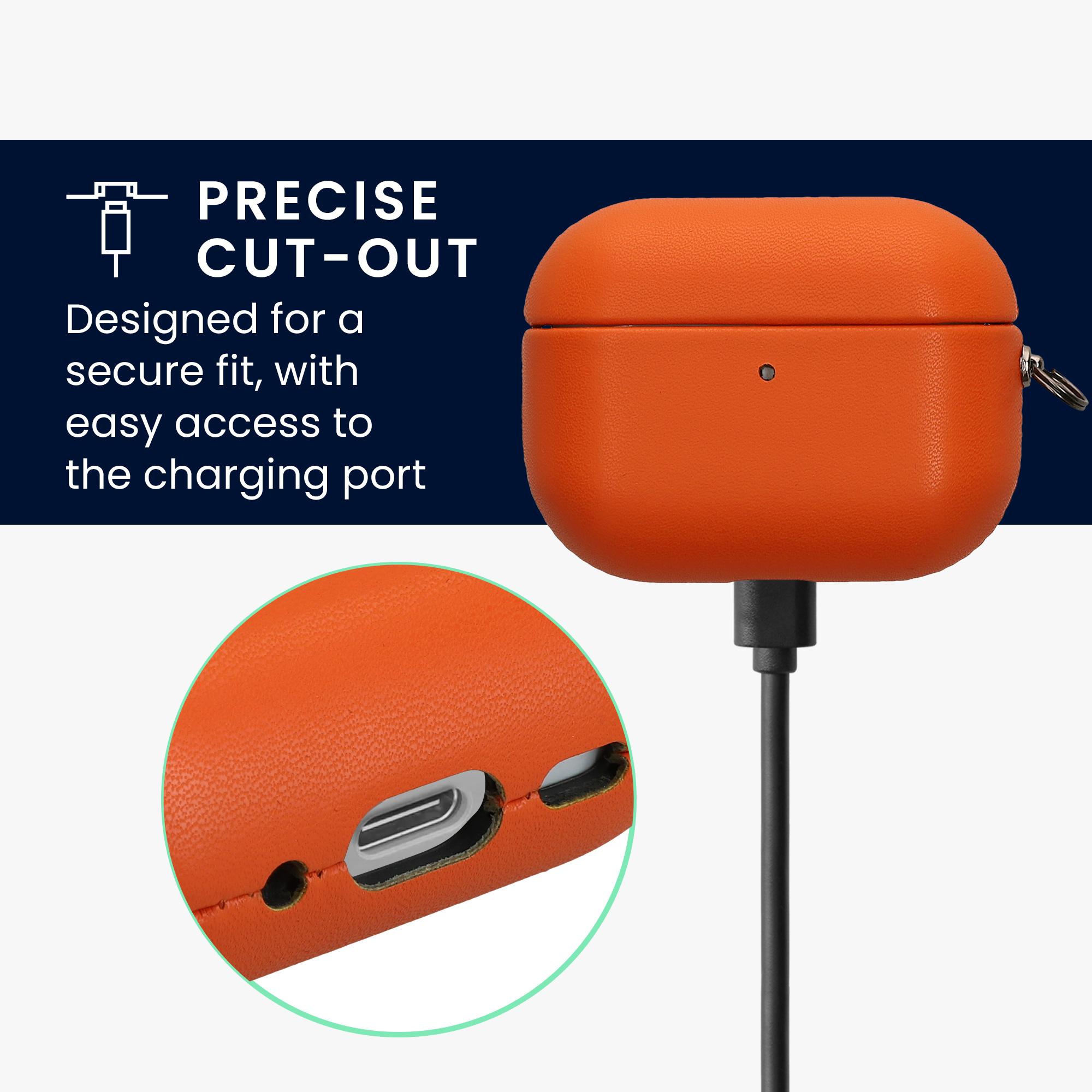 Pouzdro z eko kůže pro Apple Airpods Pro 3 kwmobile tenké - oranžová