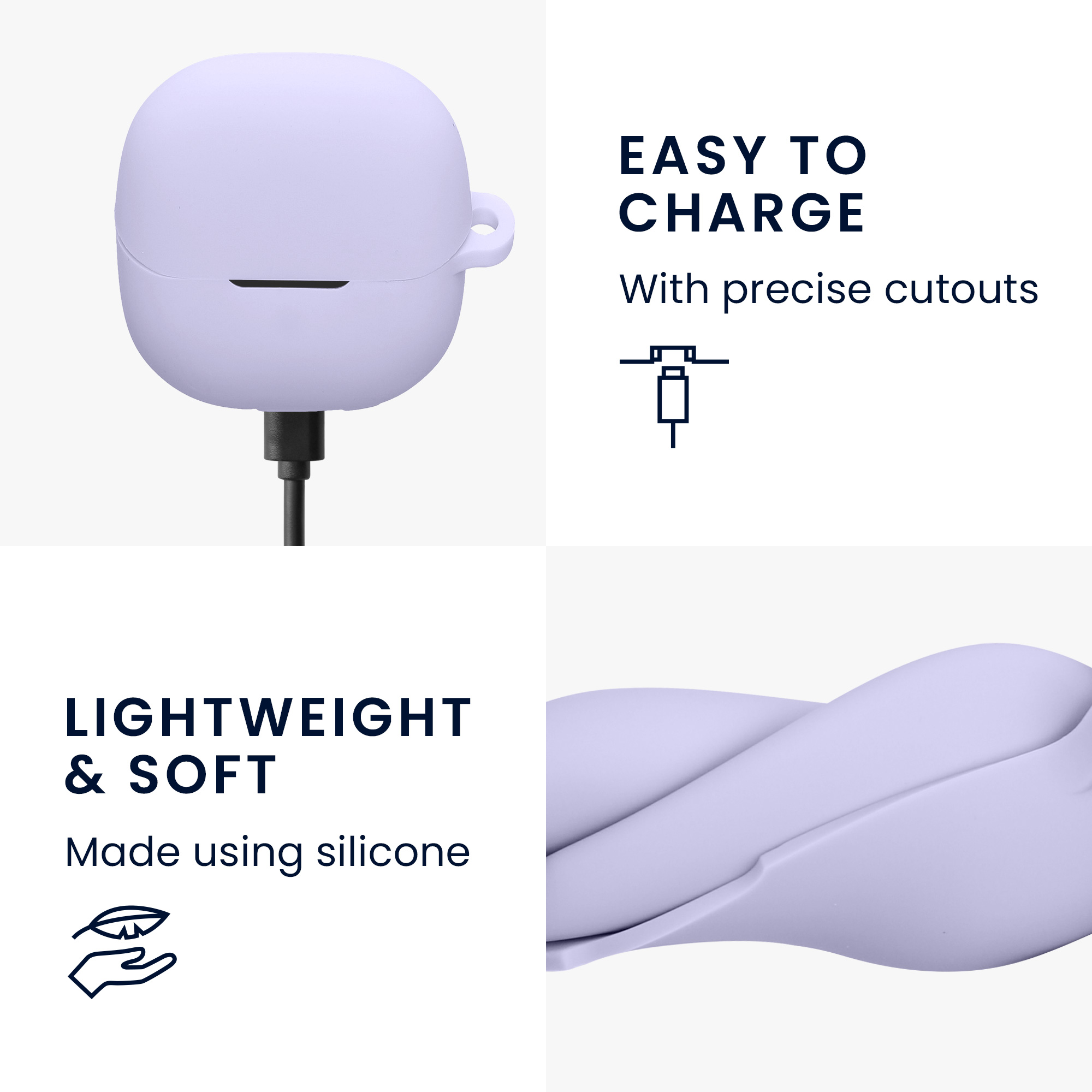 Obal pro Xiaomi Buds 6 kwmobile s karabinou silikonové - levandulová