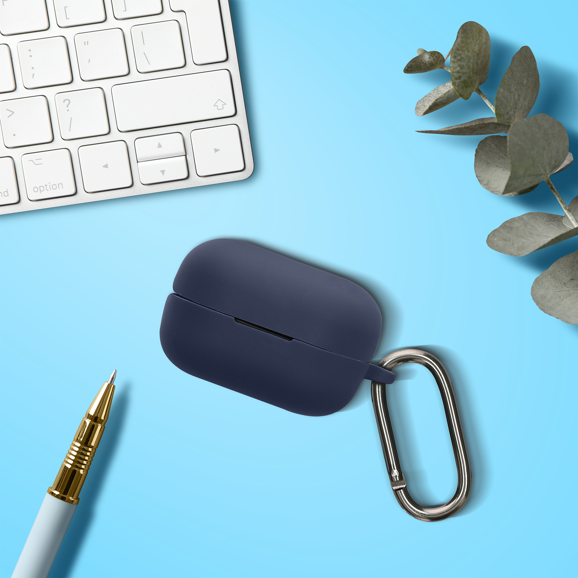Obal pro Sony LinkBuds Clip WF-LC900 kwmobile s karabinou silikonové - tmavě modrá
