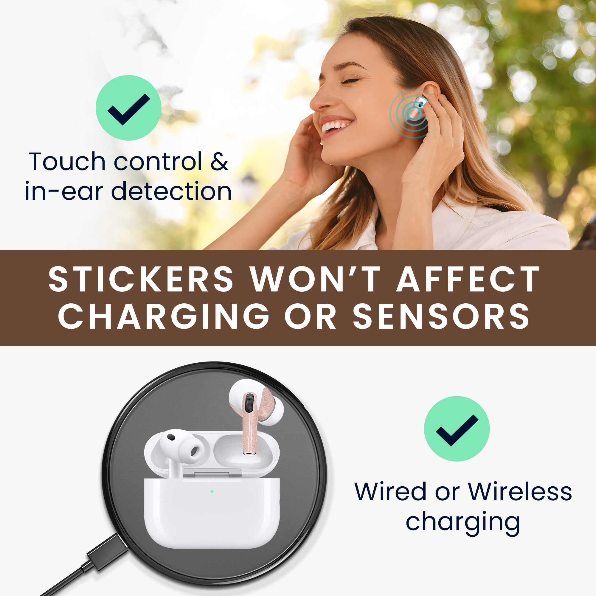 Nálepka na sluchátka pro Apple Airpods Pro 3 Sticker Wrap kwmobile - Tone92