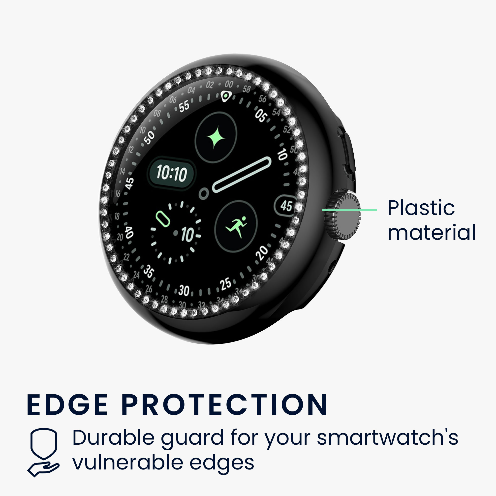 Ochranné rámečky s třpytkami pro Google Pixel Watch 4 41mm kwmobile sada 2 ks - černá / stříbrná