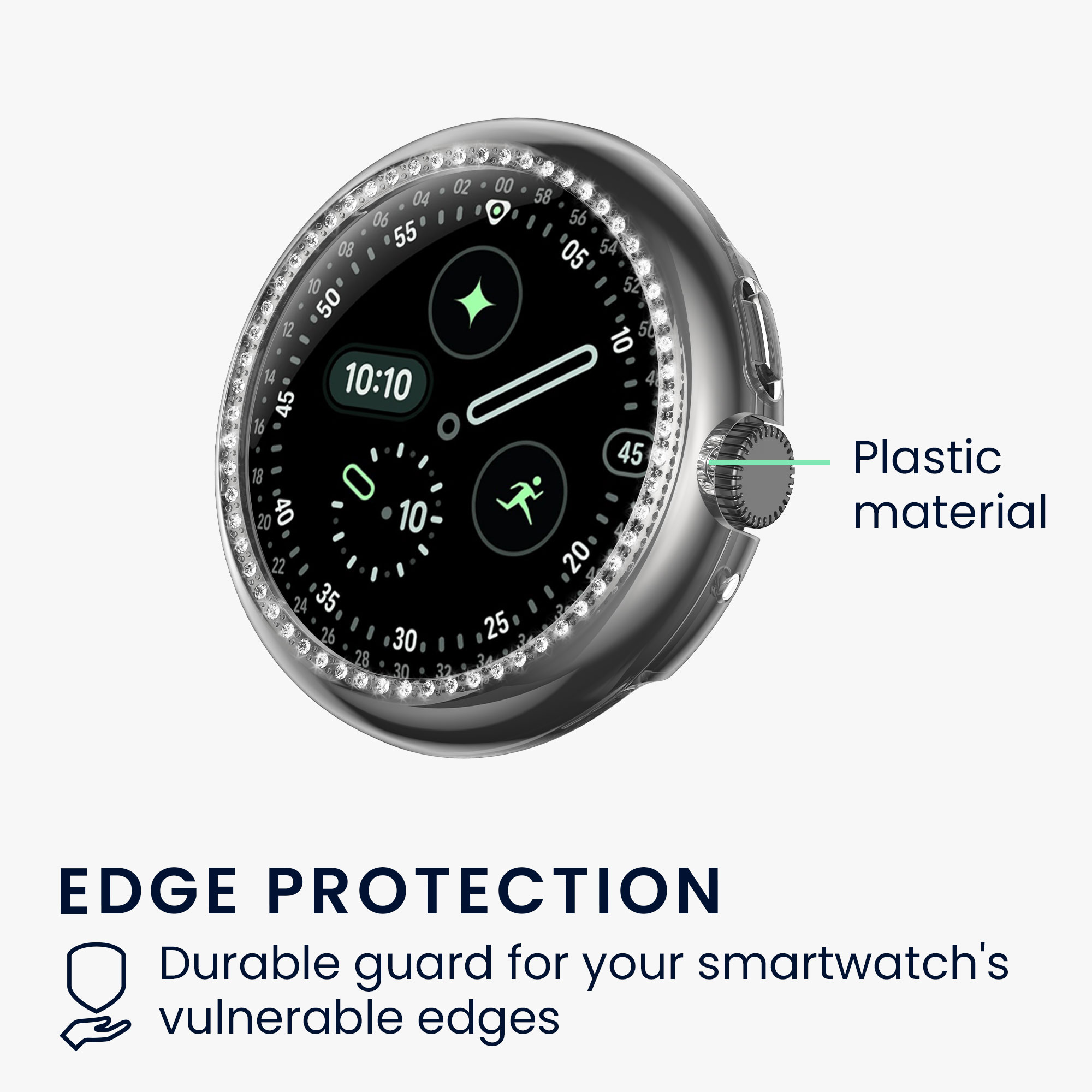 Ochranné rámečky s třpytkami pro Google Pixel Watch 4 41mm kwmobile sada 2 ks - transparentní / růžová
