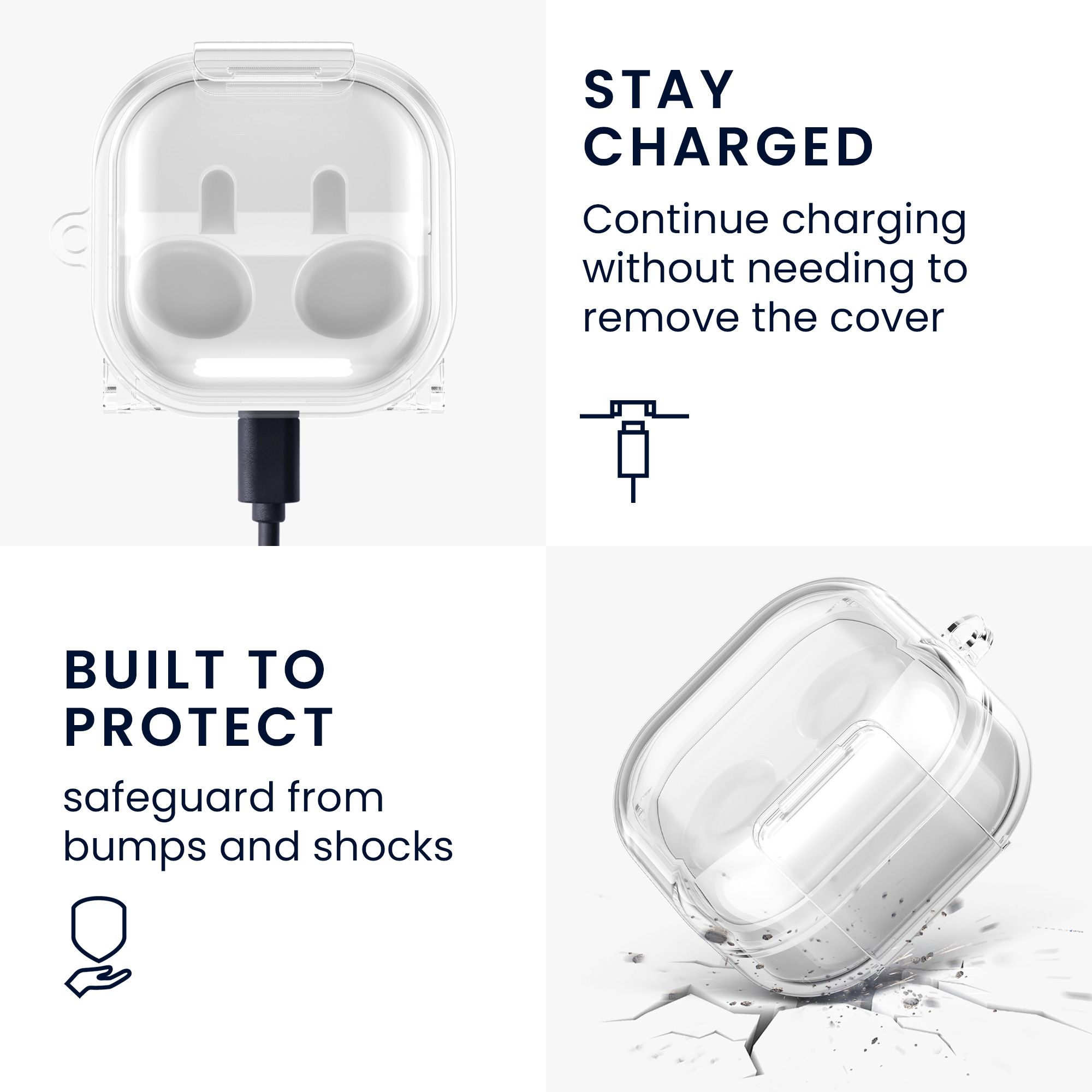 Čiré pouzdro na sluchátka pro Samsung Galaxy Buds 4 / Galaxy Buds 4 Pro kwmobile se stojánkem TPU - transparentní