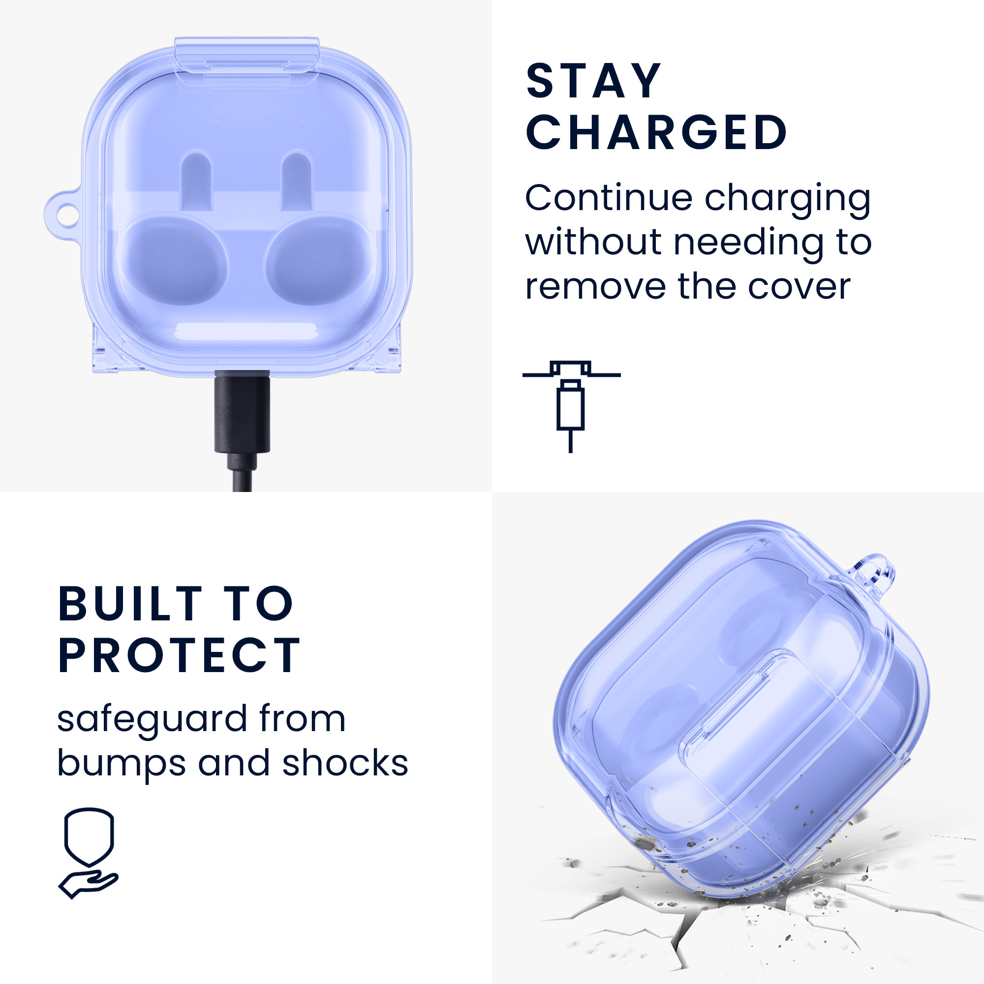 Čiré pouzdro na sluchátka pro Samsung Galaxy Buds 4 / Galaxy Buds 4 Pro kwmobile se stojánkem TPU - modrá